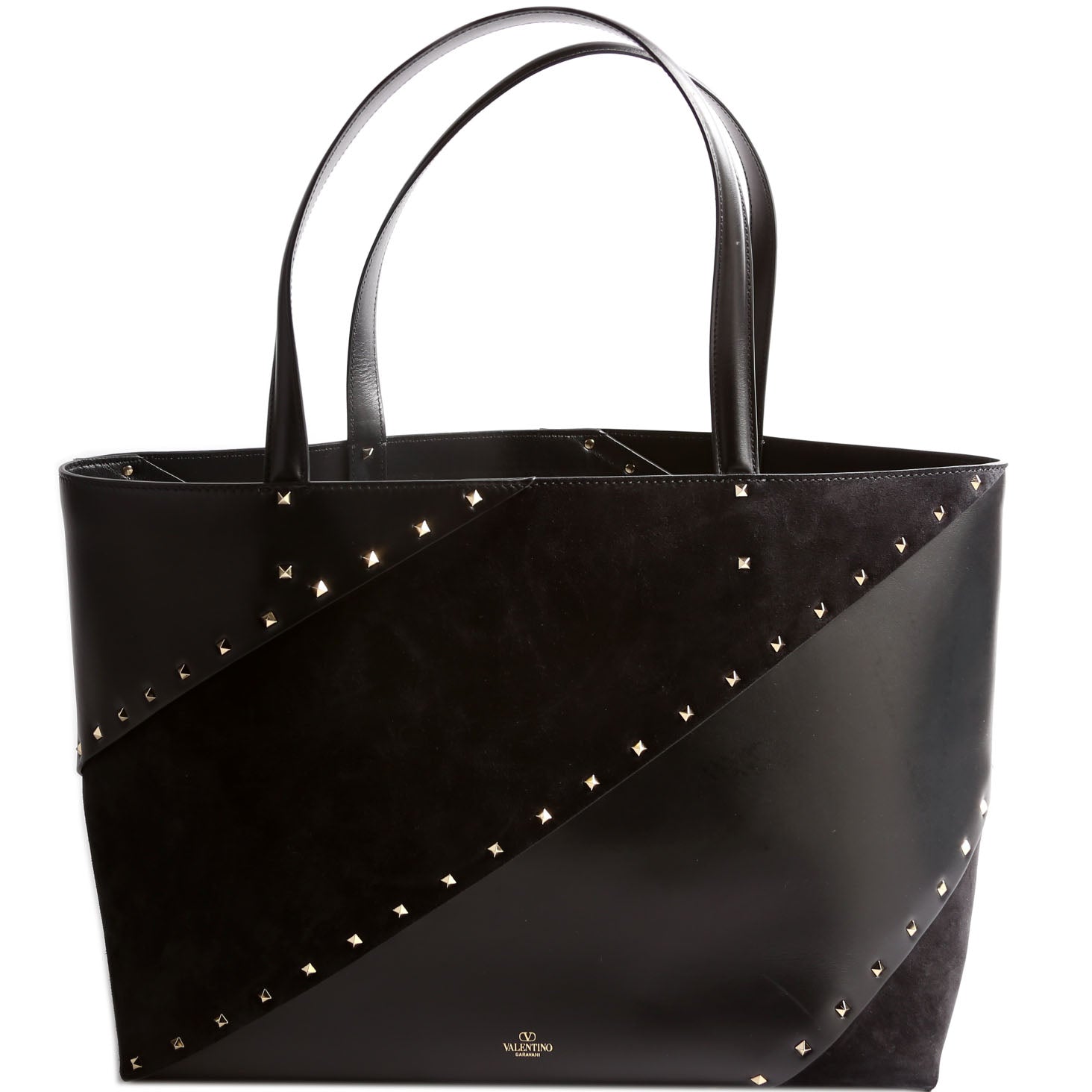 Rockstud Wispy Tote Suede/Leather Black