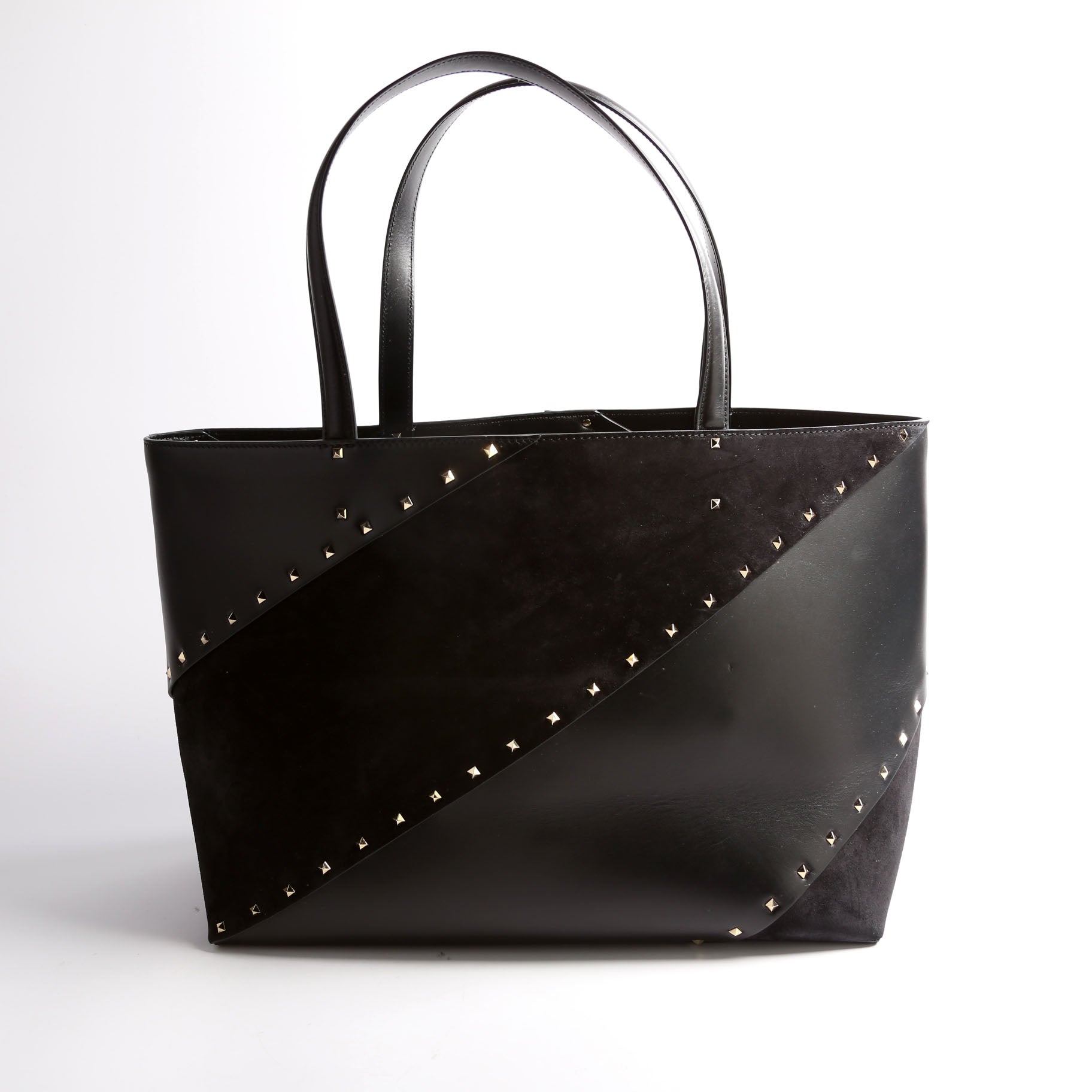 Rockstud Wispy Tote Suede/Leather Black