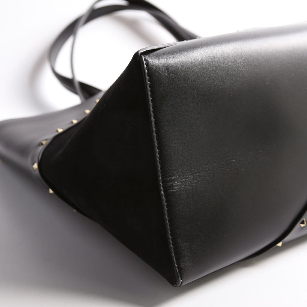Rockstud Wispy Tote Suede/Leather Black