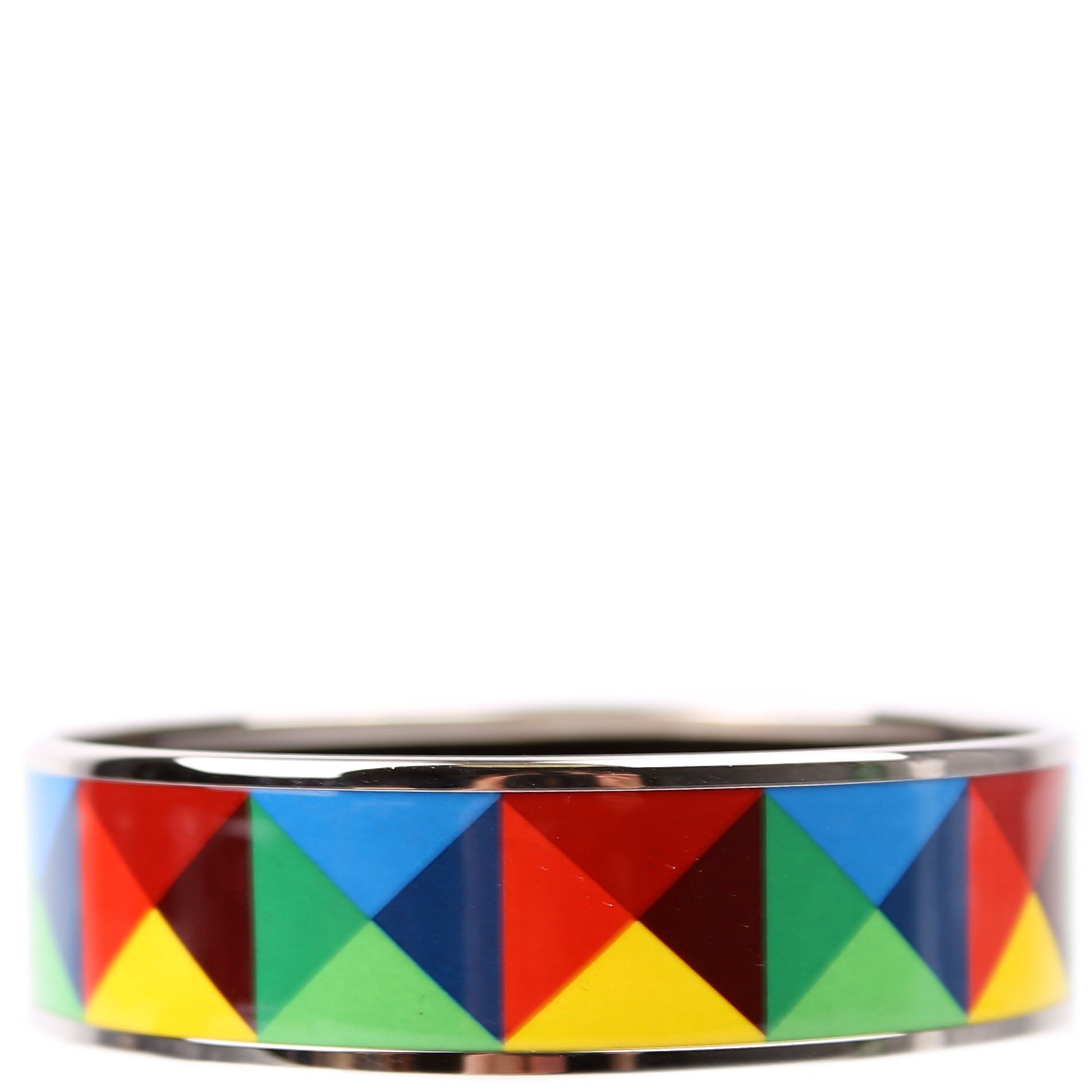 Hermes Printed Enamel Wide Bangle Bracelet Multicolor