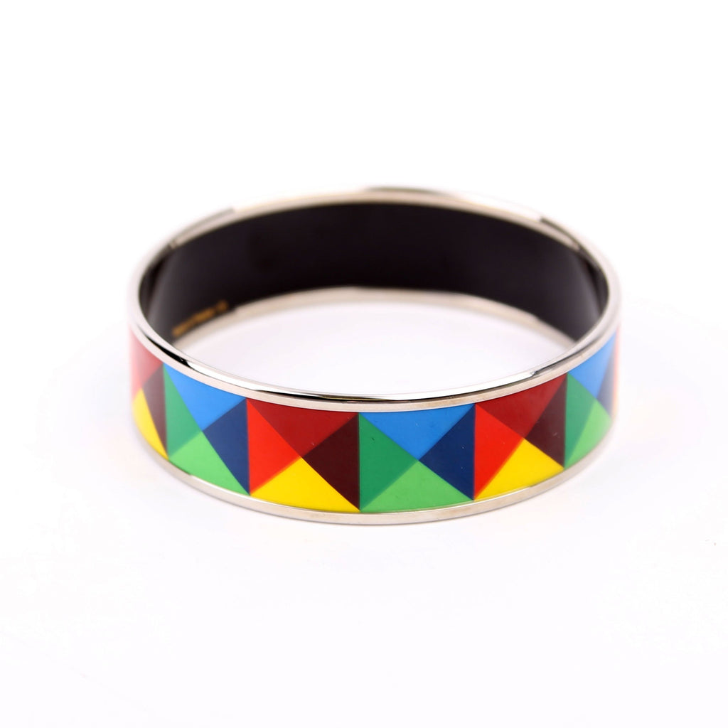 Hermes Printed Enamel Wide Bangle Bracelet Multicolor