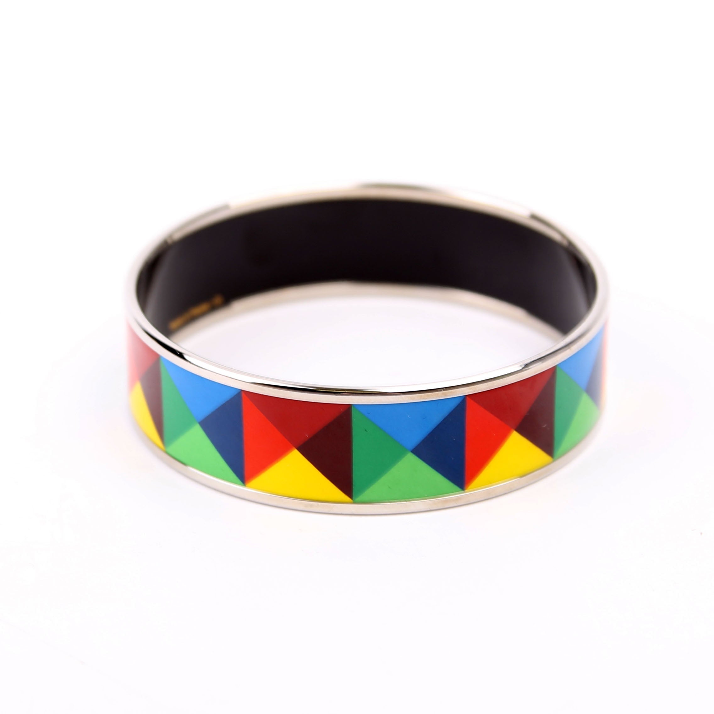 Hermes Printed Enamel Wide Bangle Bracelet Multicolor