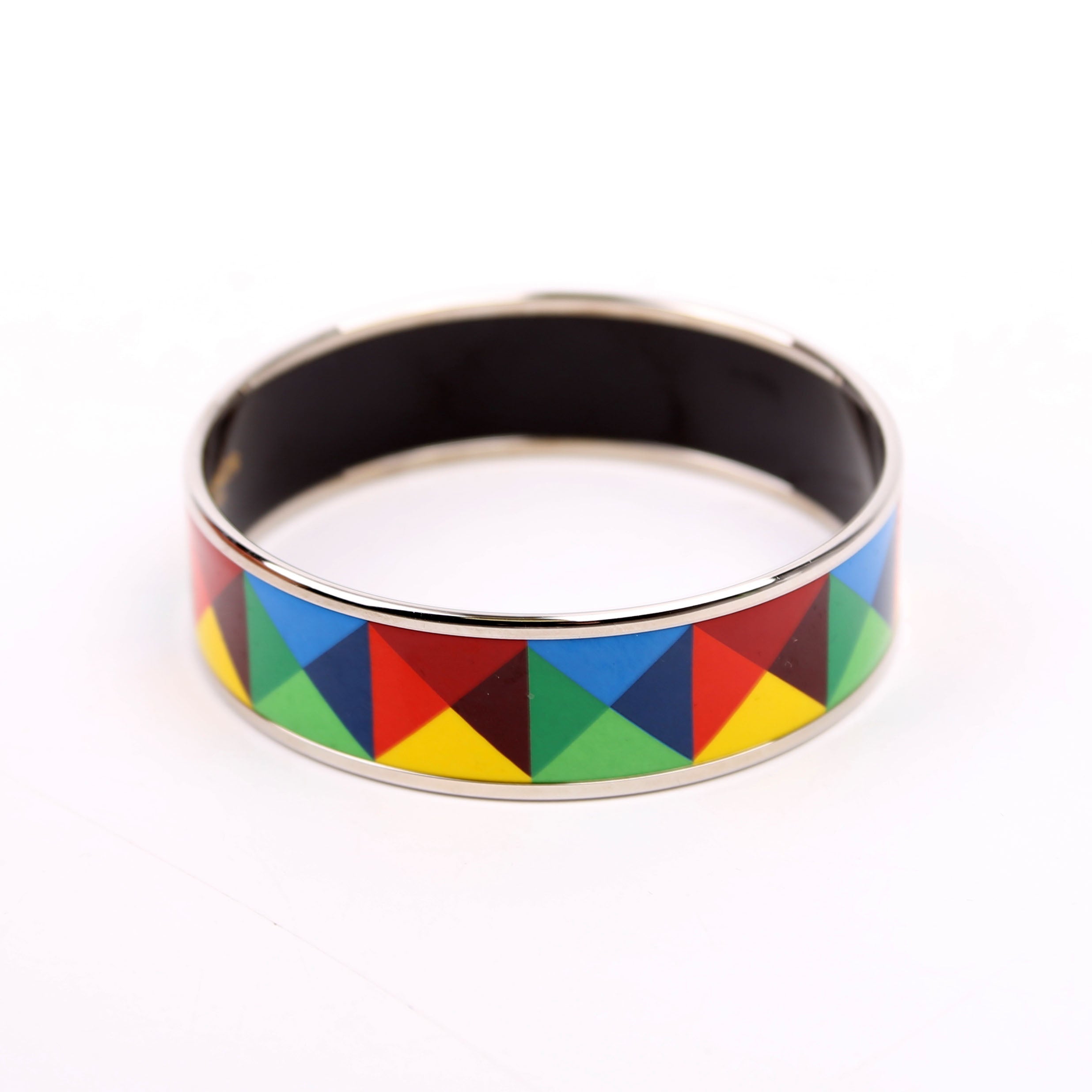Hermes Printed Enamel Wide Bangle Bracelet Multicolor
