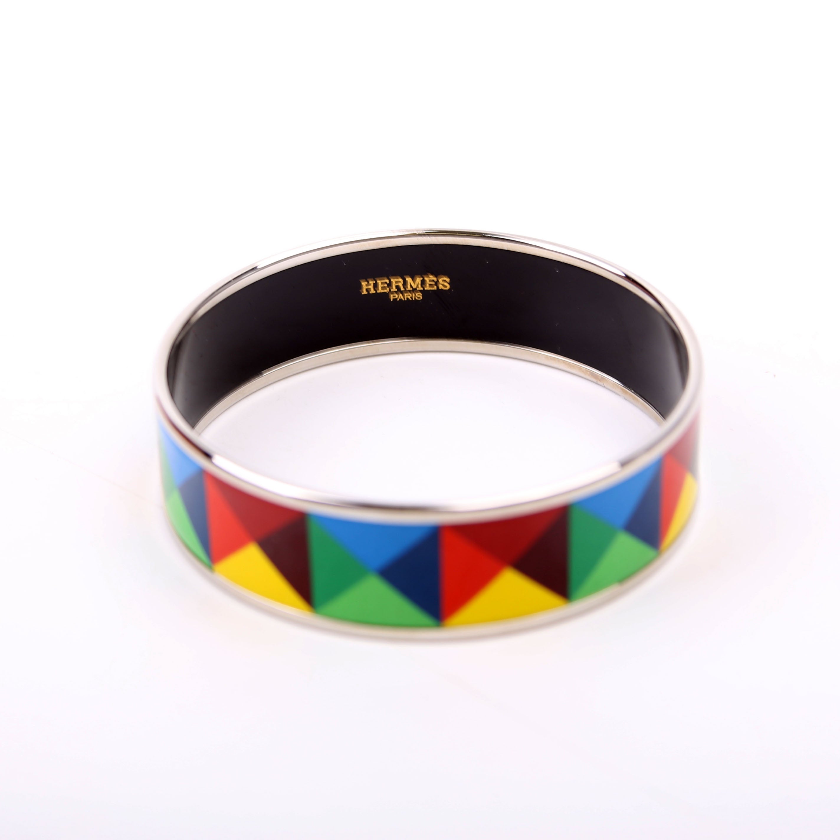Hermes Printed Enamel Wide Bangle Bracelet Multicolor