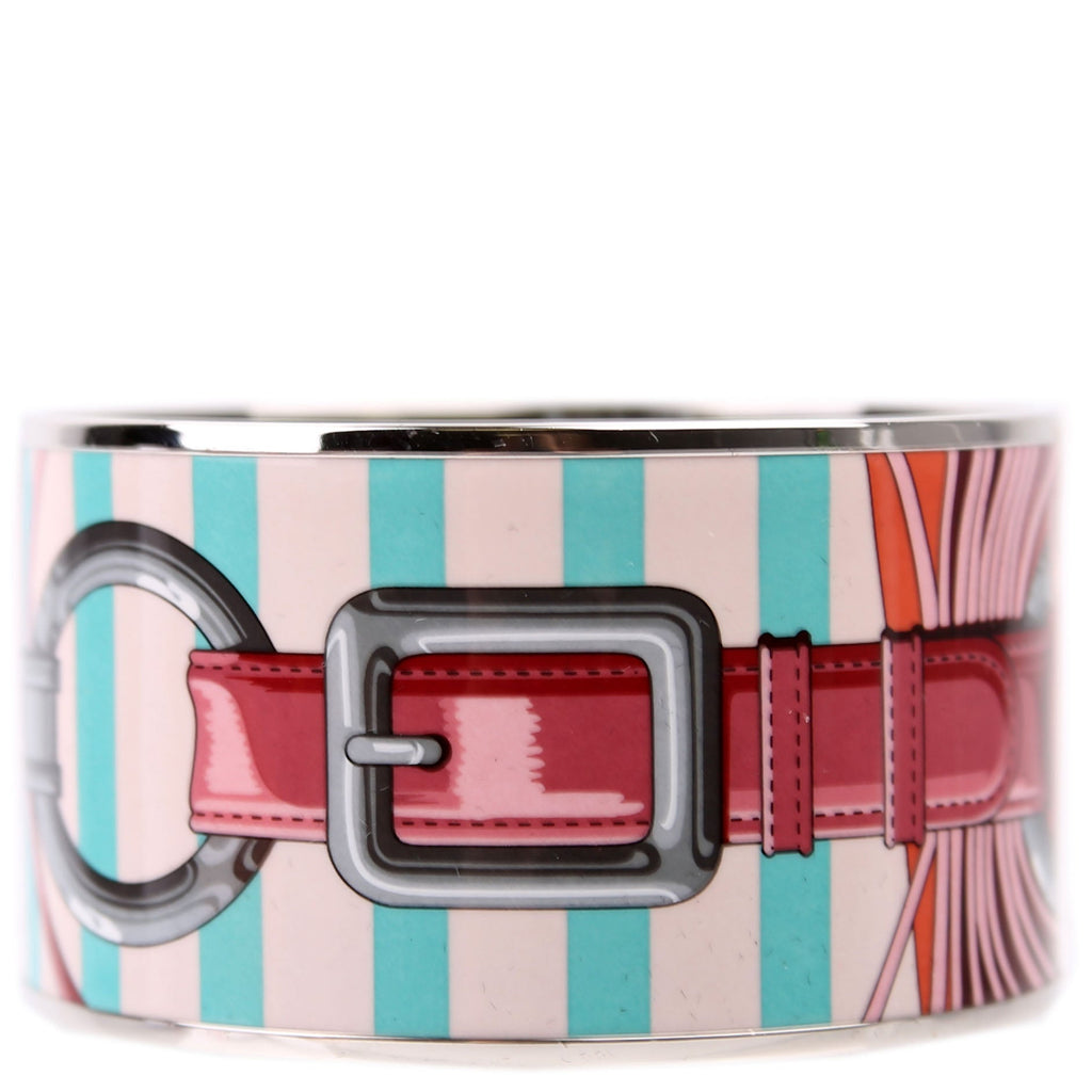 Printed Enamel Bangle Extra Wide Bracelet Multicolor