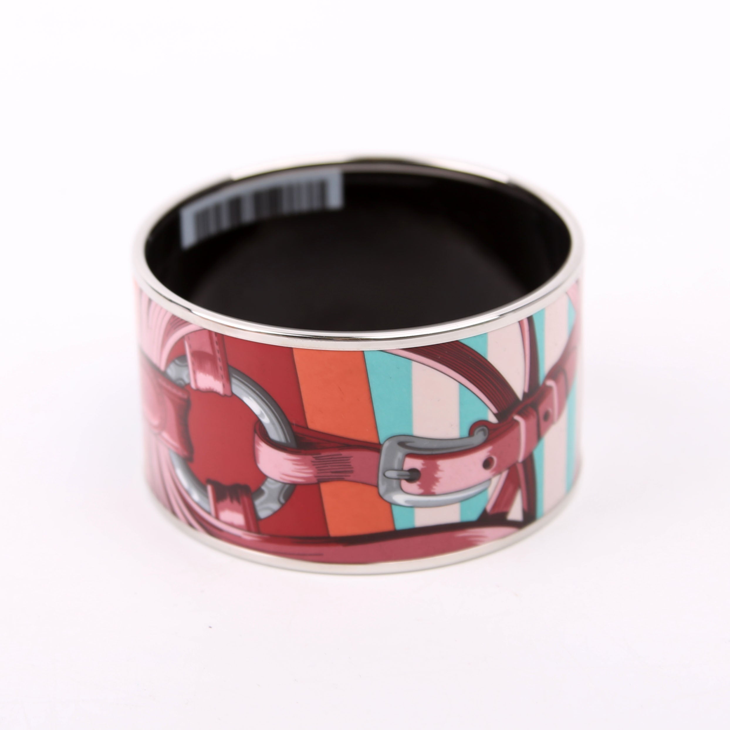 Printed Enamel Bangle Extra Wide Bracelet Multicolor