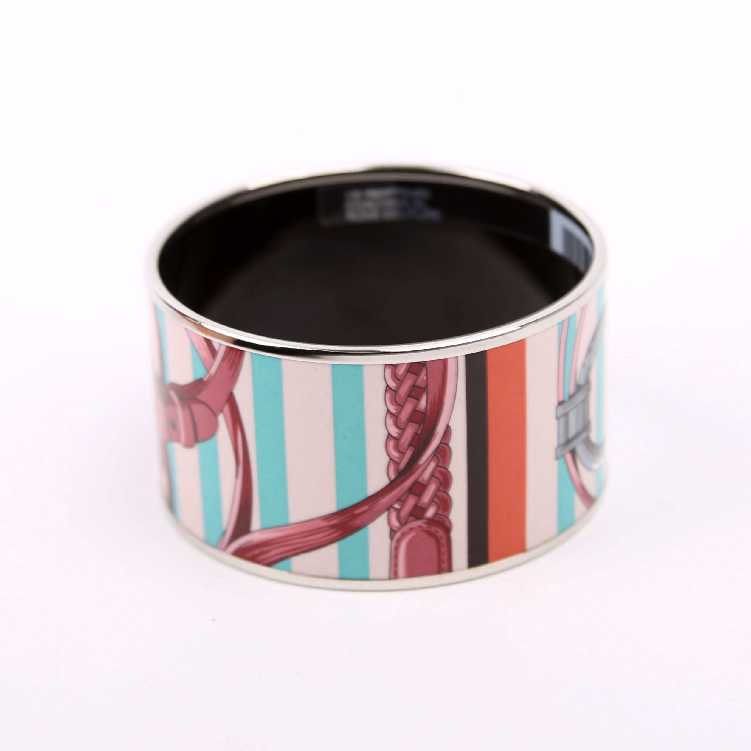 Printed Enamel Bangle Extra Wide Bracelet Multicolor