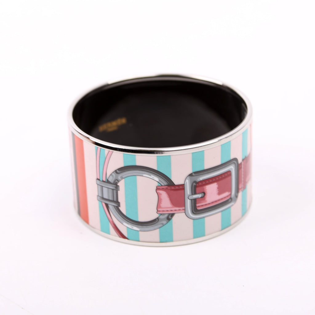 Printed Enamel Bangle Extra Wide Bracelet Multicolor
