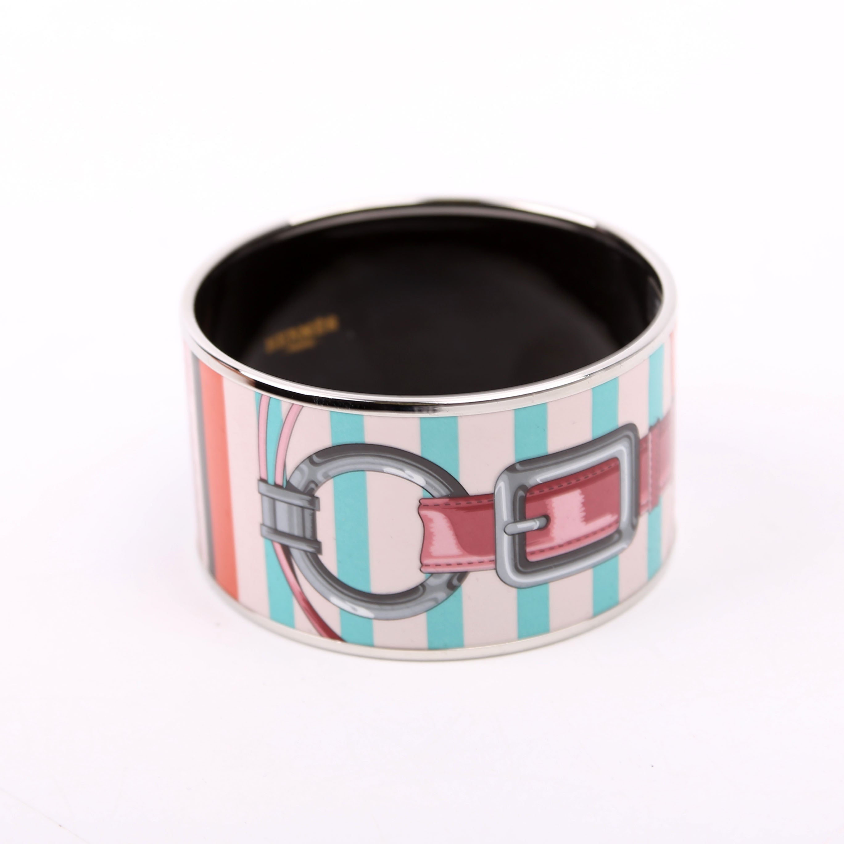 Printed Enamel Bangle Extra Wide Bracelet Multicolor