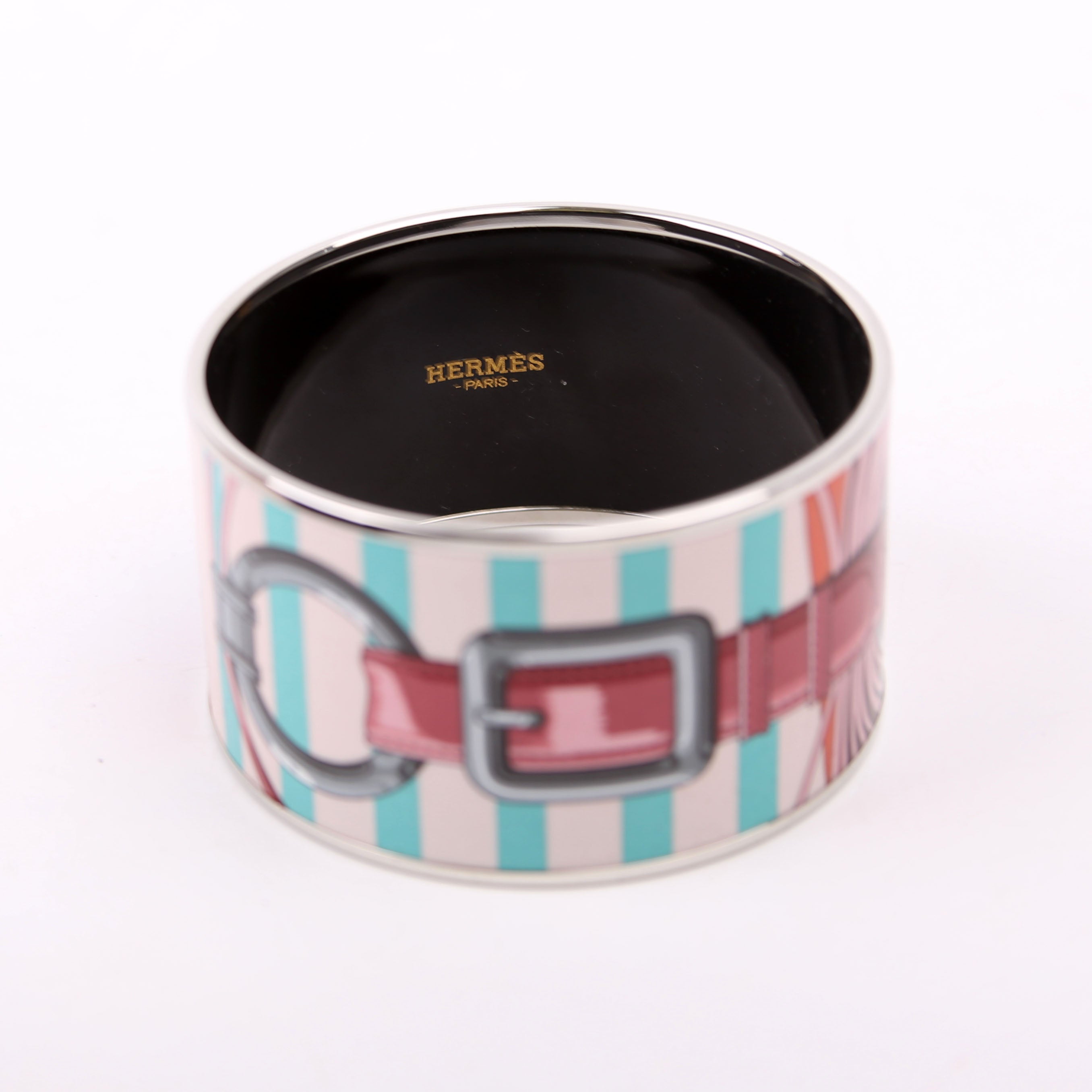 Printed Enamel Bangle Extra Wide Bracelet Multicolor