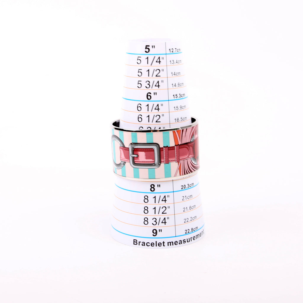 Printed Enamel Bangle Extra Wide Bracelet Multicolor