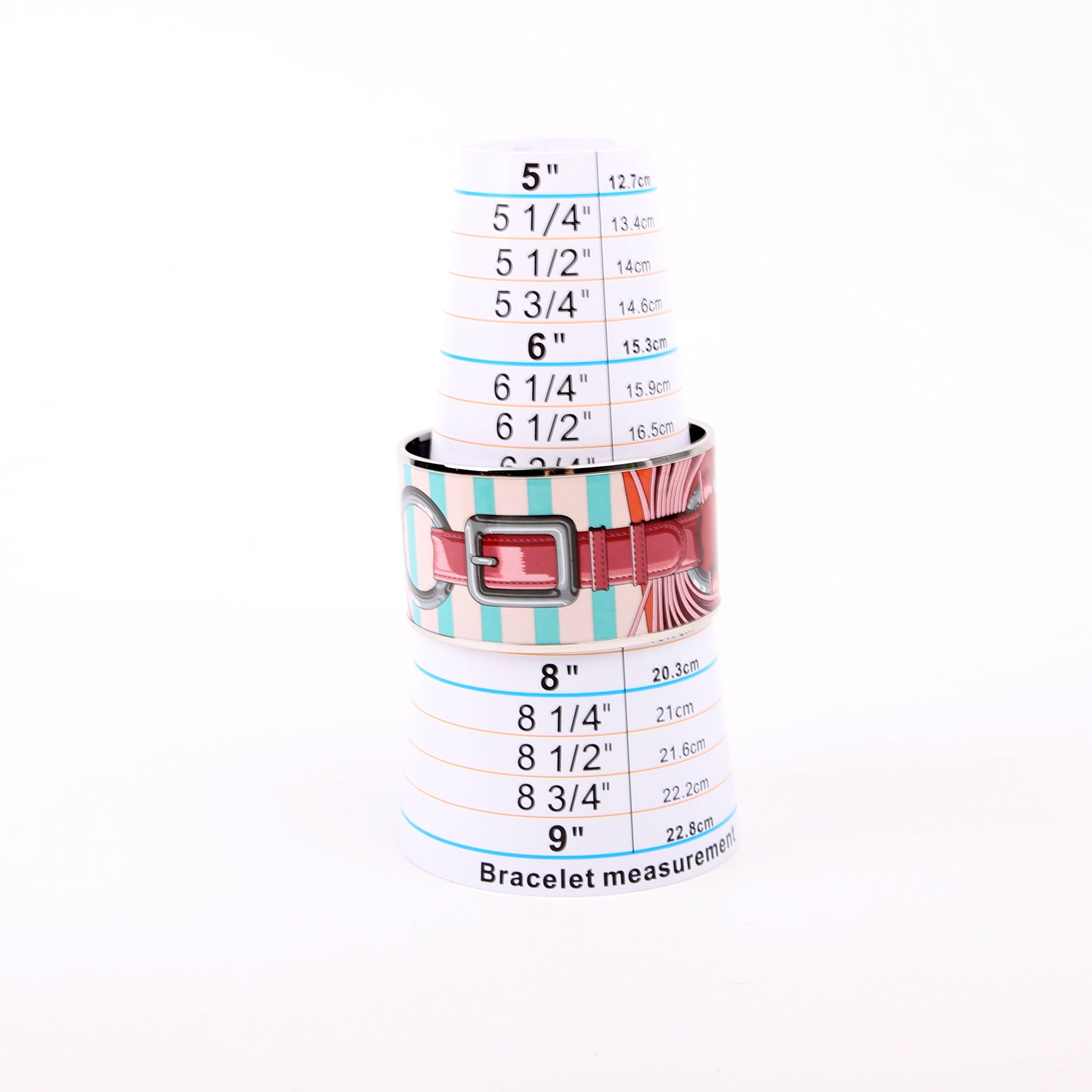 Printed Enamel Bangle Extra Wide Bracelet Multicolor