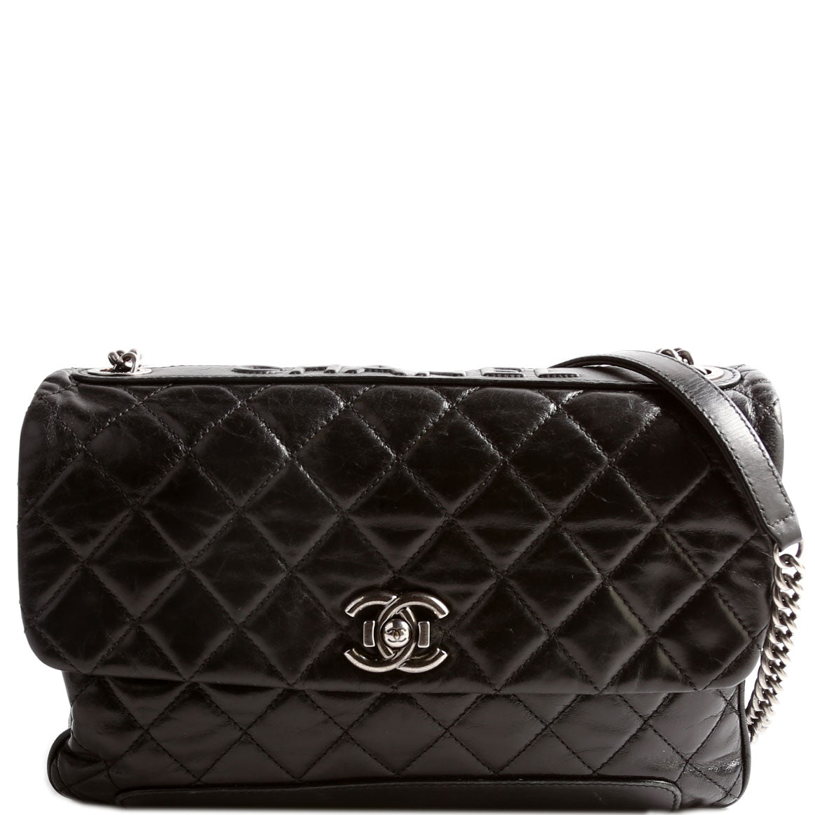 CC Flap Bag Aged Calfskin 17M Black