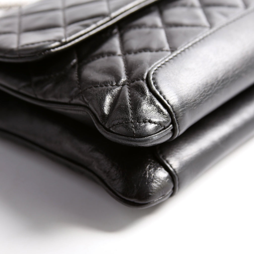 CC Flap Bag Aged Calfskin 17M Black
