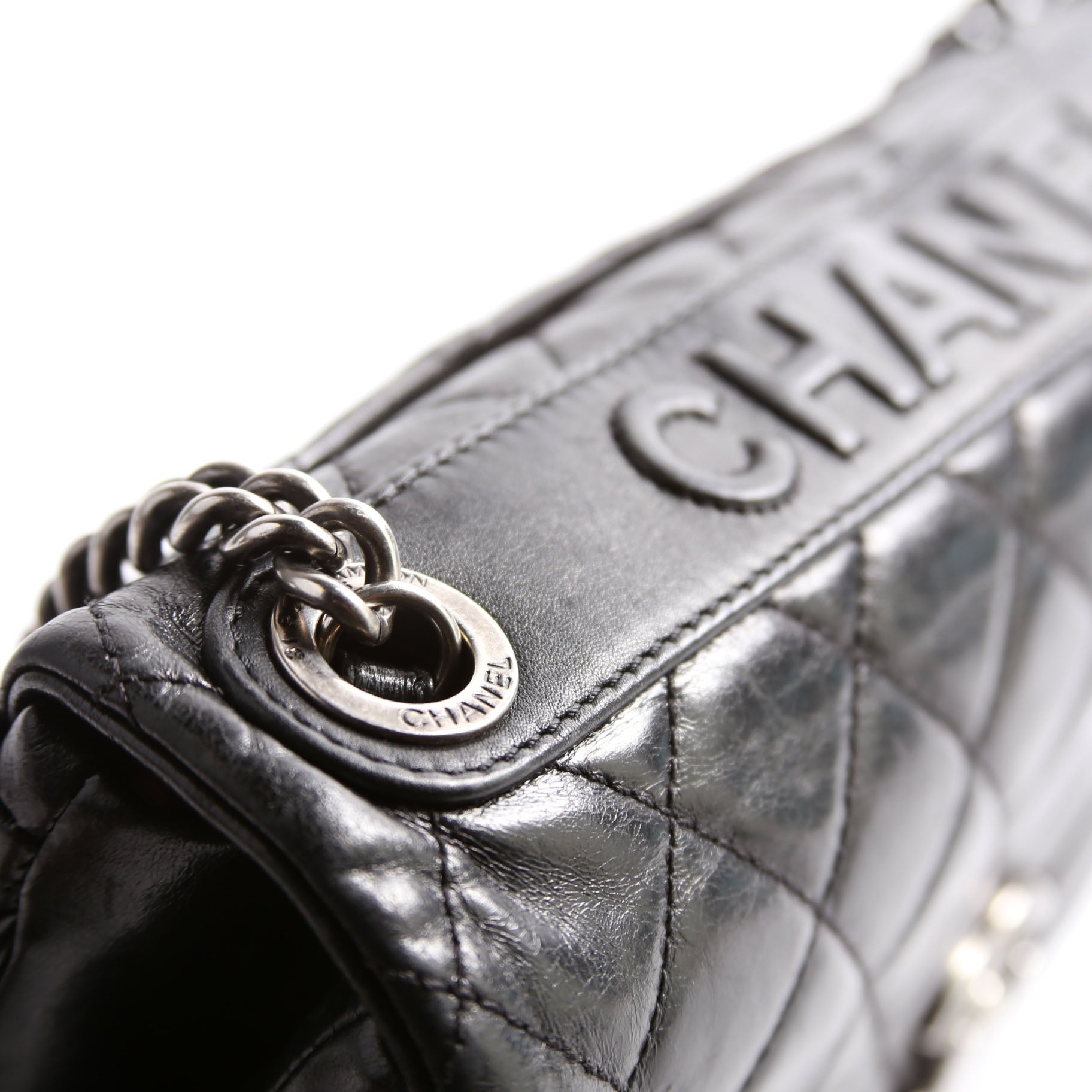 CC Flap Bag Aged Calfskin 17M Black