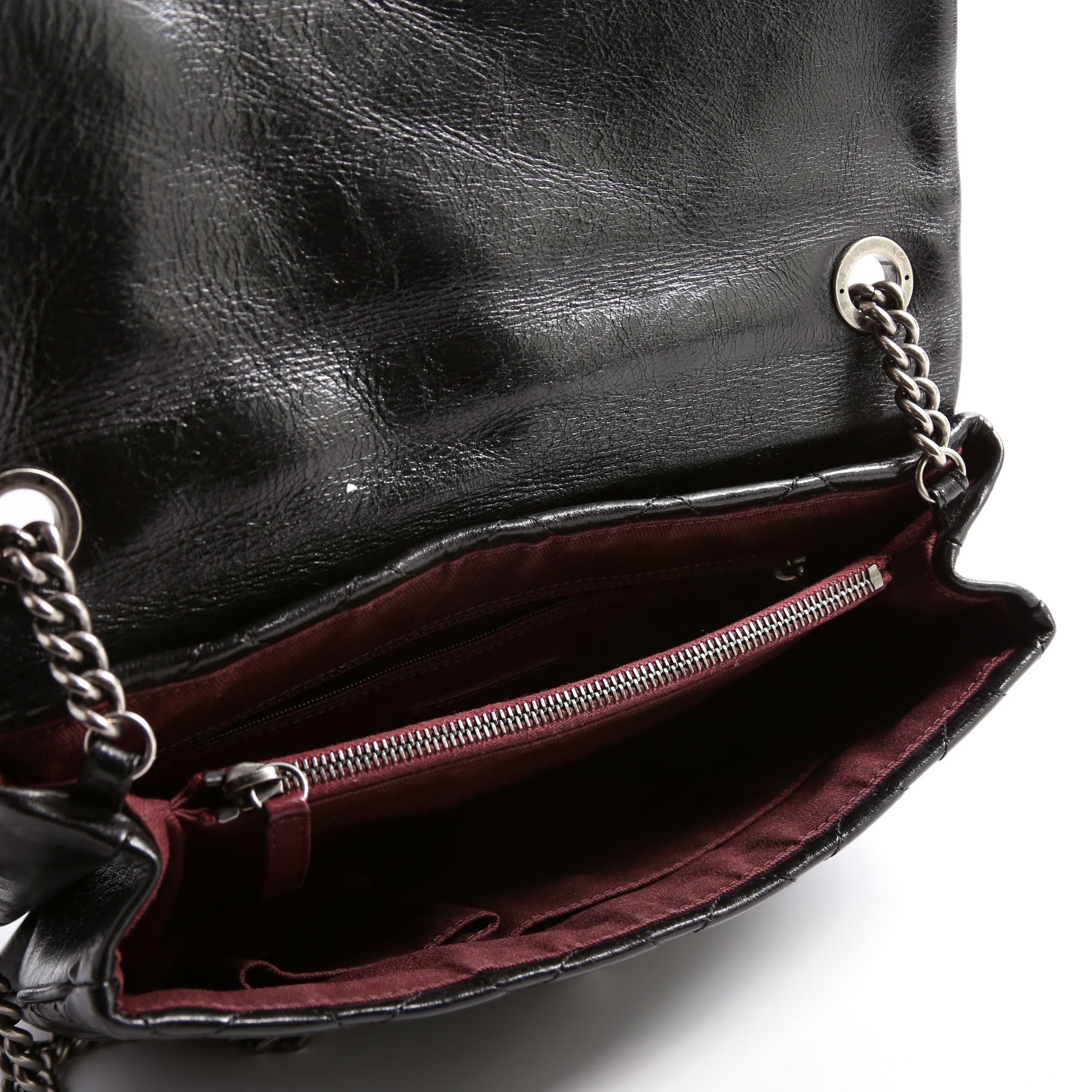CC Flap Bag Aged Calfskin 17M Black