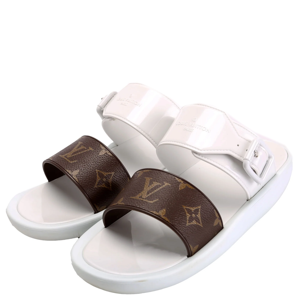 Sunbath Flat Mule Sandals Size 39 White