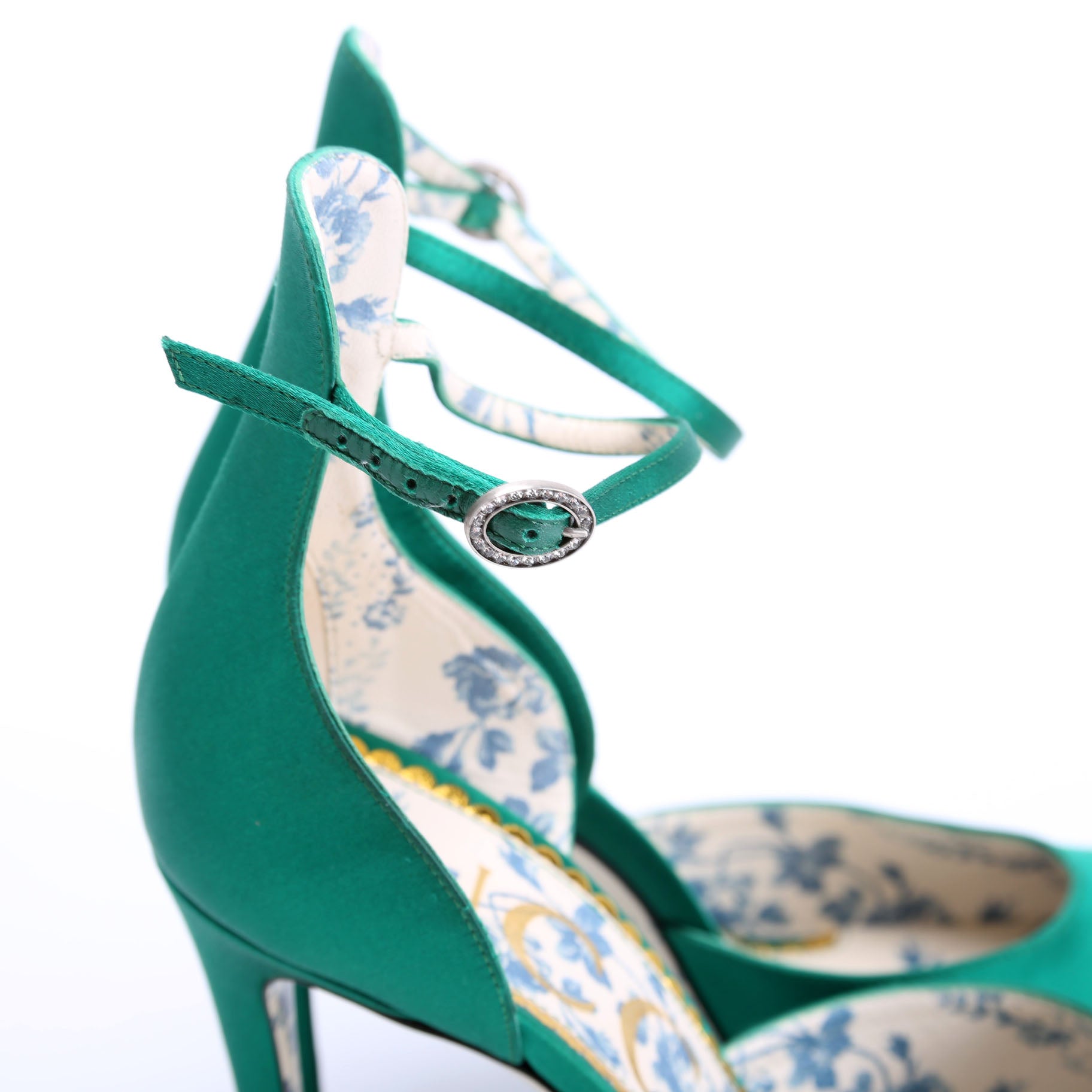 Gucci Satin Daisy Ankle Strap 105 Pumps Size 39