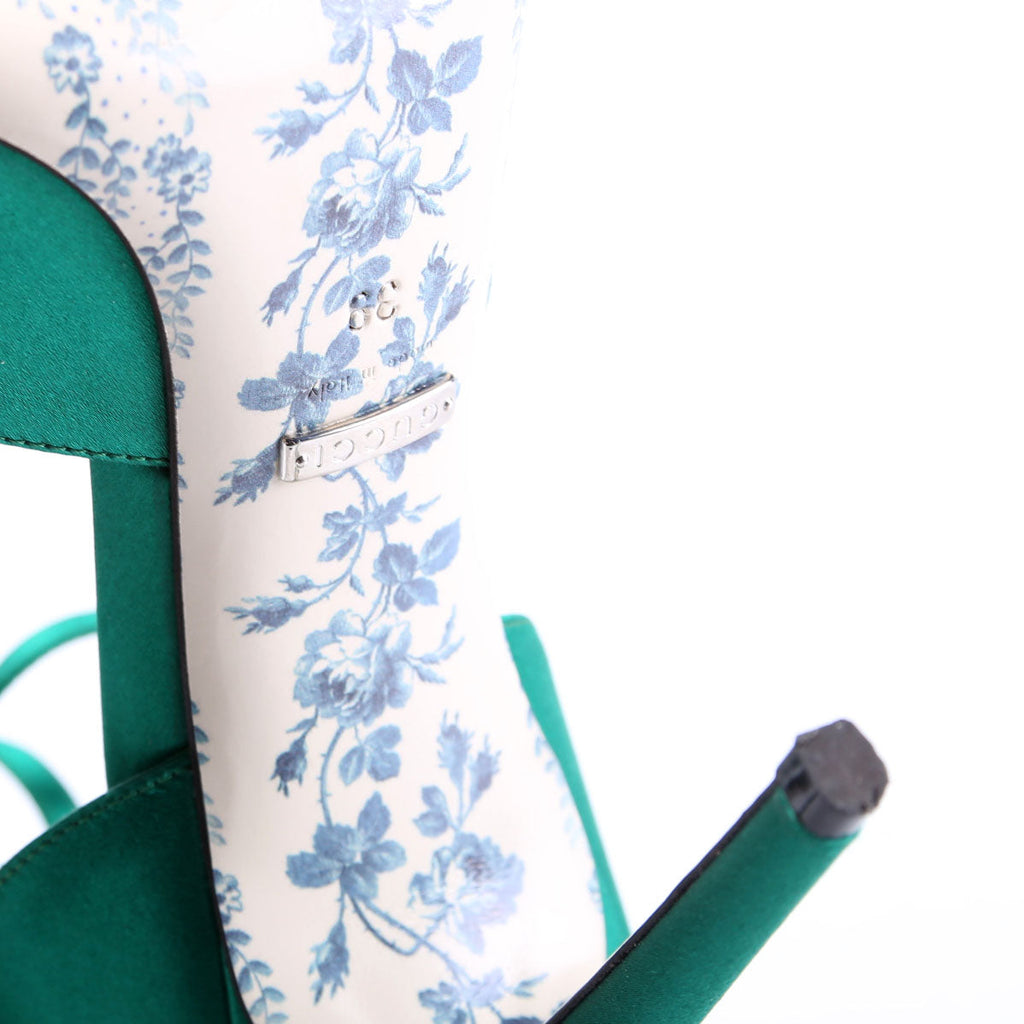 Gucci Satin Daisy Ankle Strap 105 Pumps Size 39