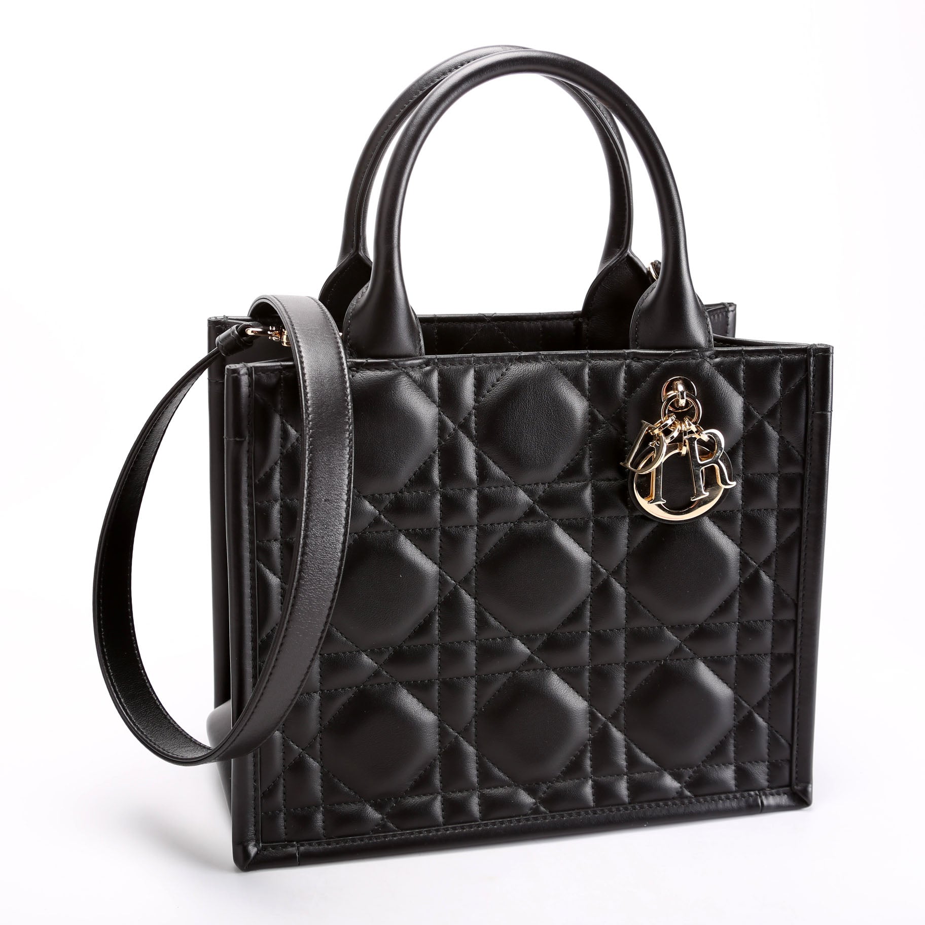 Book Tote Small Lambskin Cannage Black