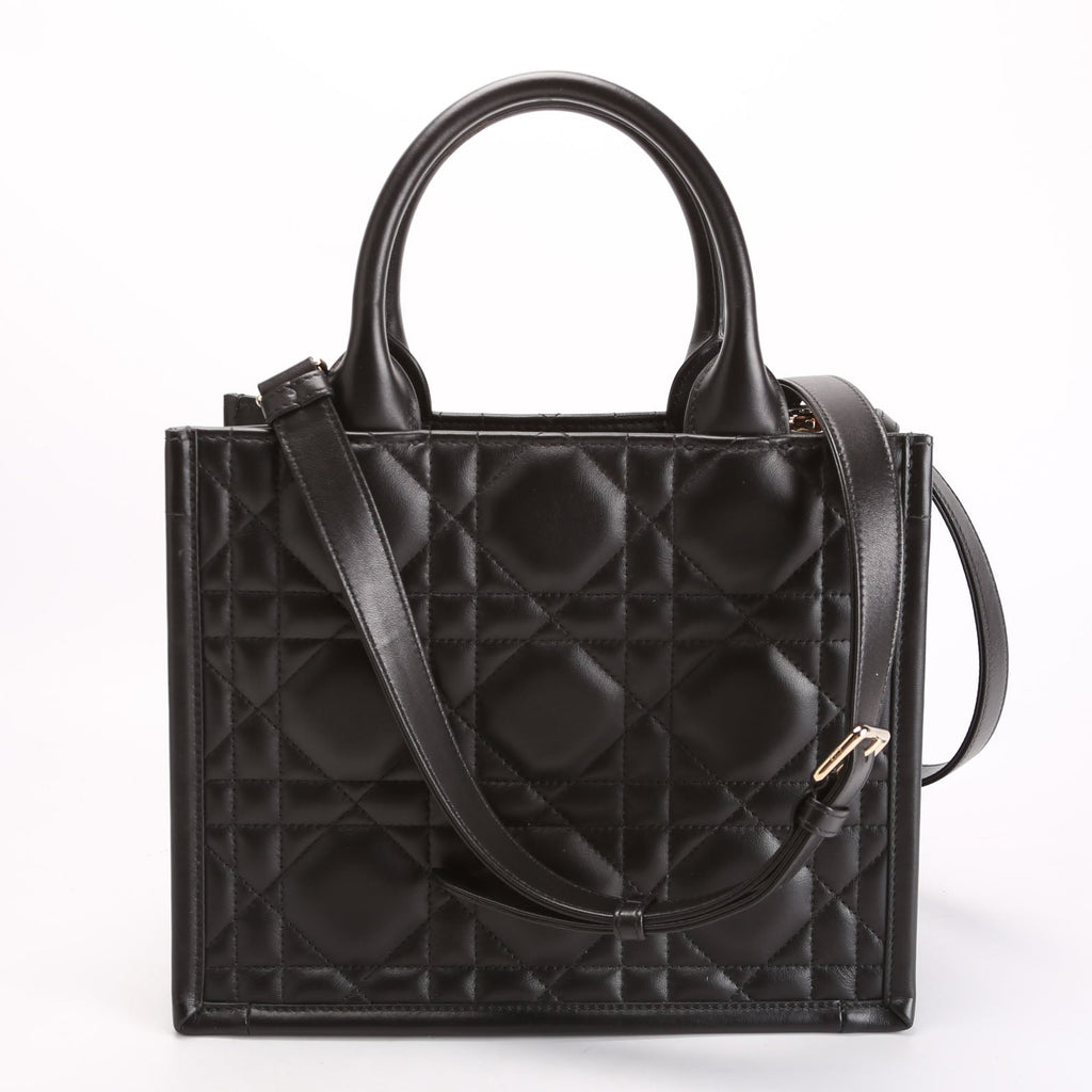 Book Tote Small Lambskin Cannage Black