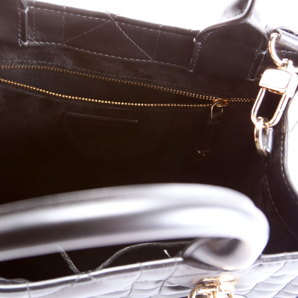 Book Tote Small Lambskin Cannage Black