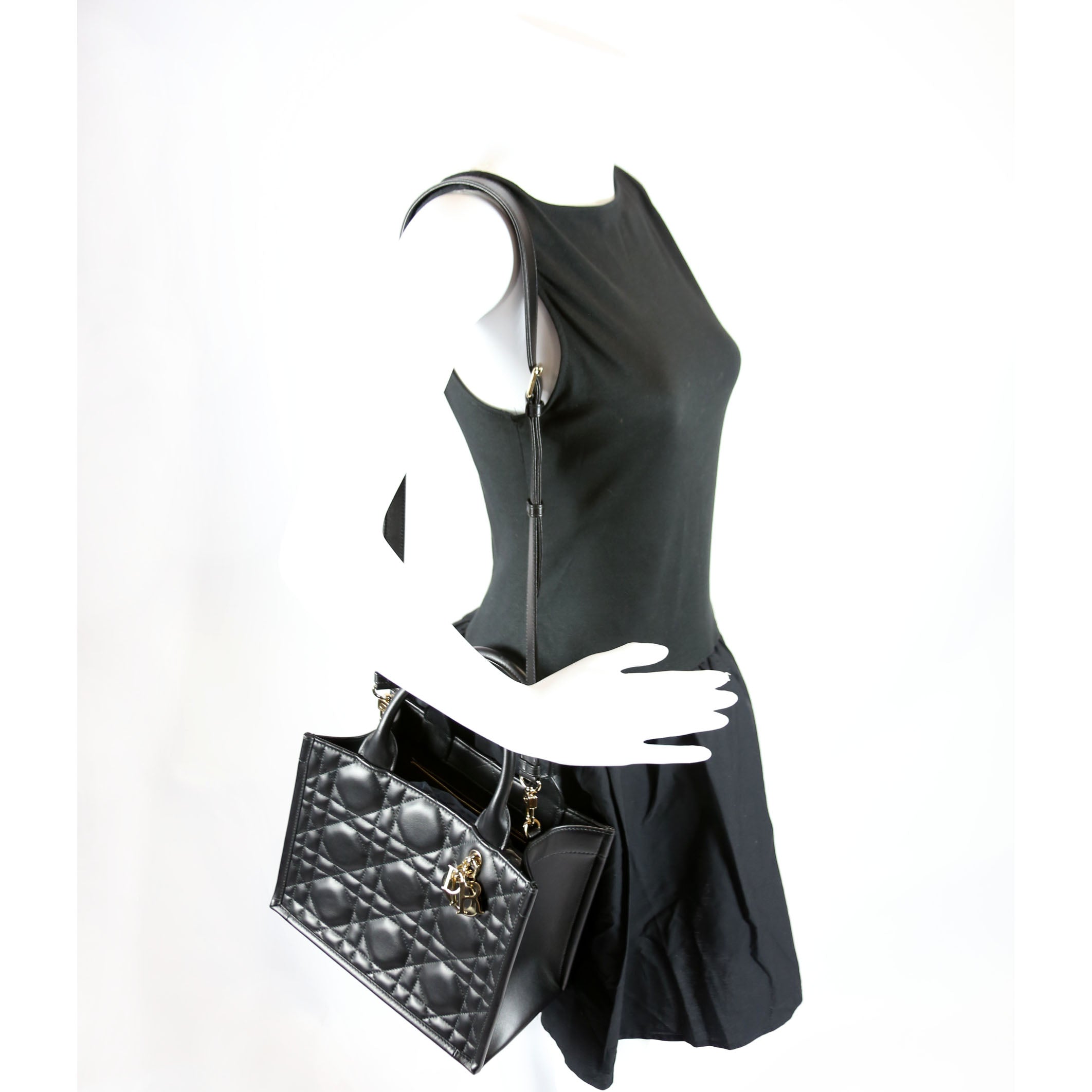 Book Tote Small Lambskin Cannage Black