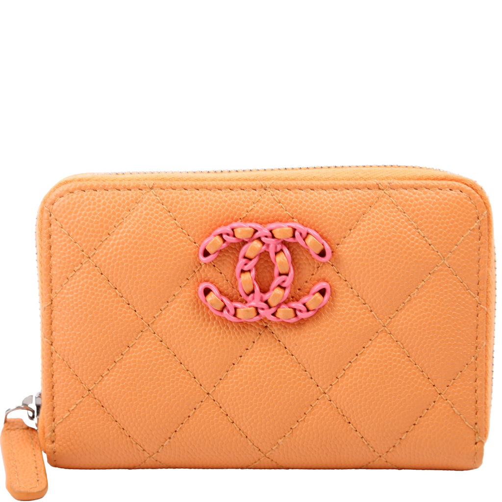 CC Flashy Zip Around Coin Purse Wallet 31M Orange/Pink