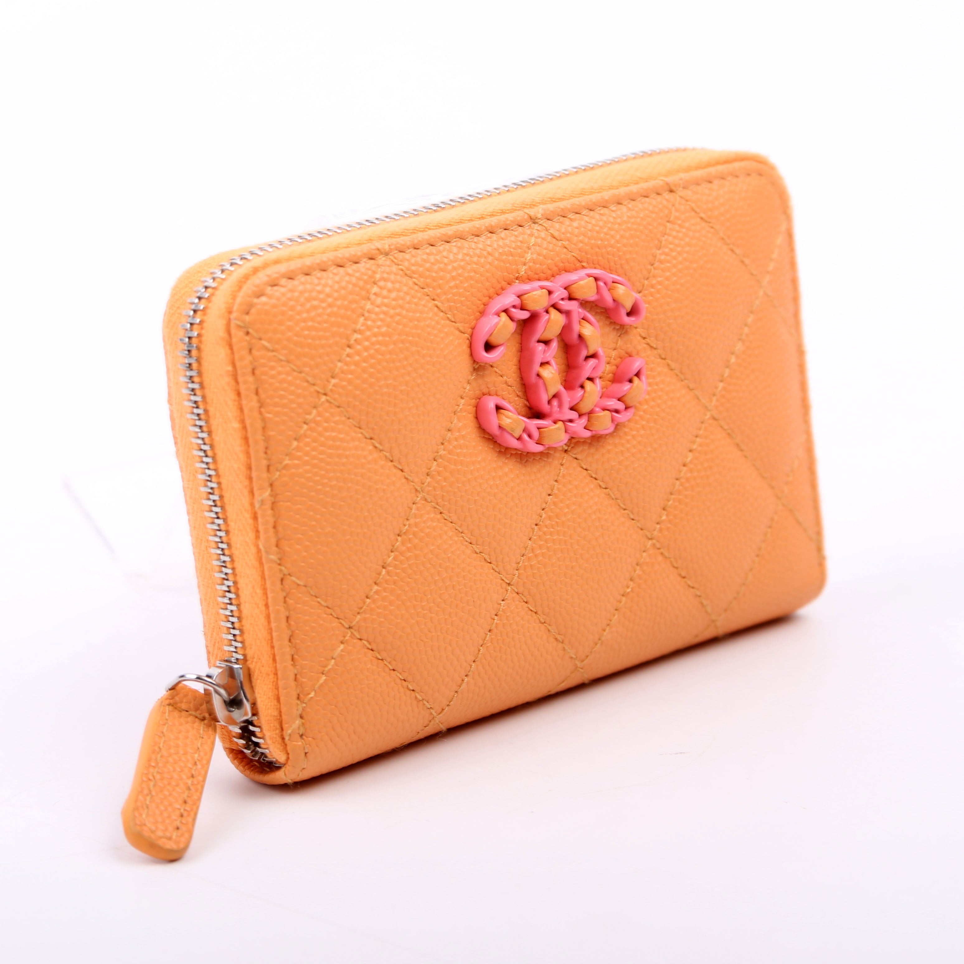 CC Flashy Zip Around Coin Purse Wallet 31M Orange/Pink