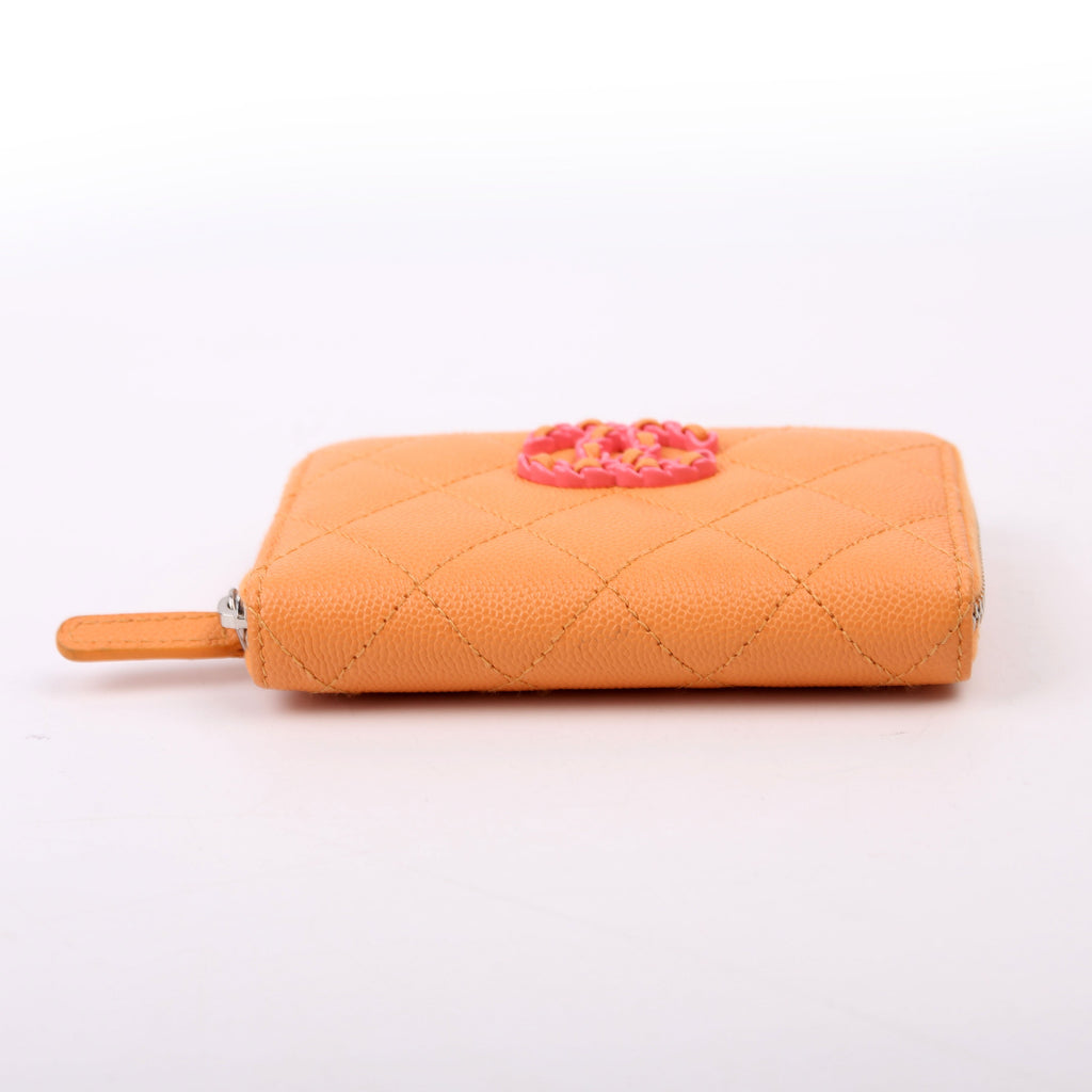 CC Flashy Zip Around Coin Purse Wallet 31M Orange/Pink
