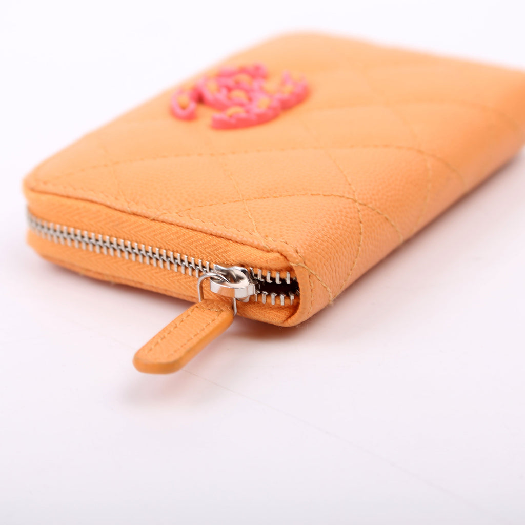 CC Flashy Zip Around Coin Purse Wallet 31M Orange/Pink