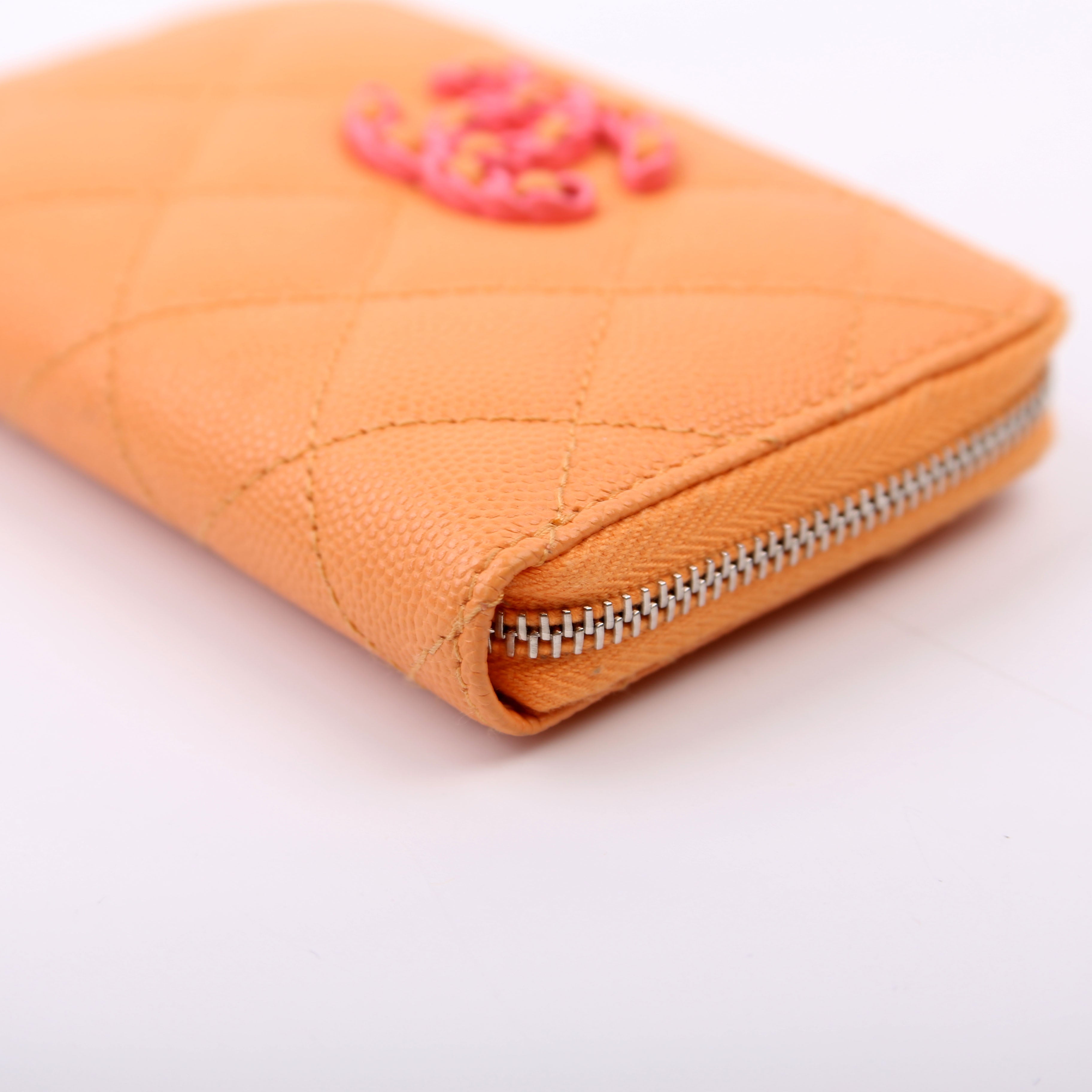CC Flashy Zip Around Coin Purse Wallet 31M Orange/Pink