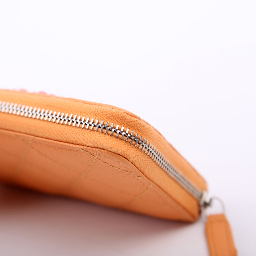 CC Flashy Zip Around Coin Purse Wallet 31M Orange/Pink