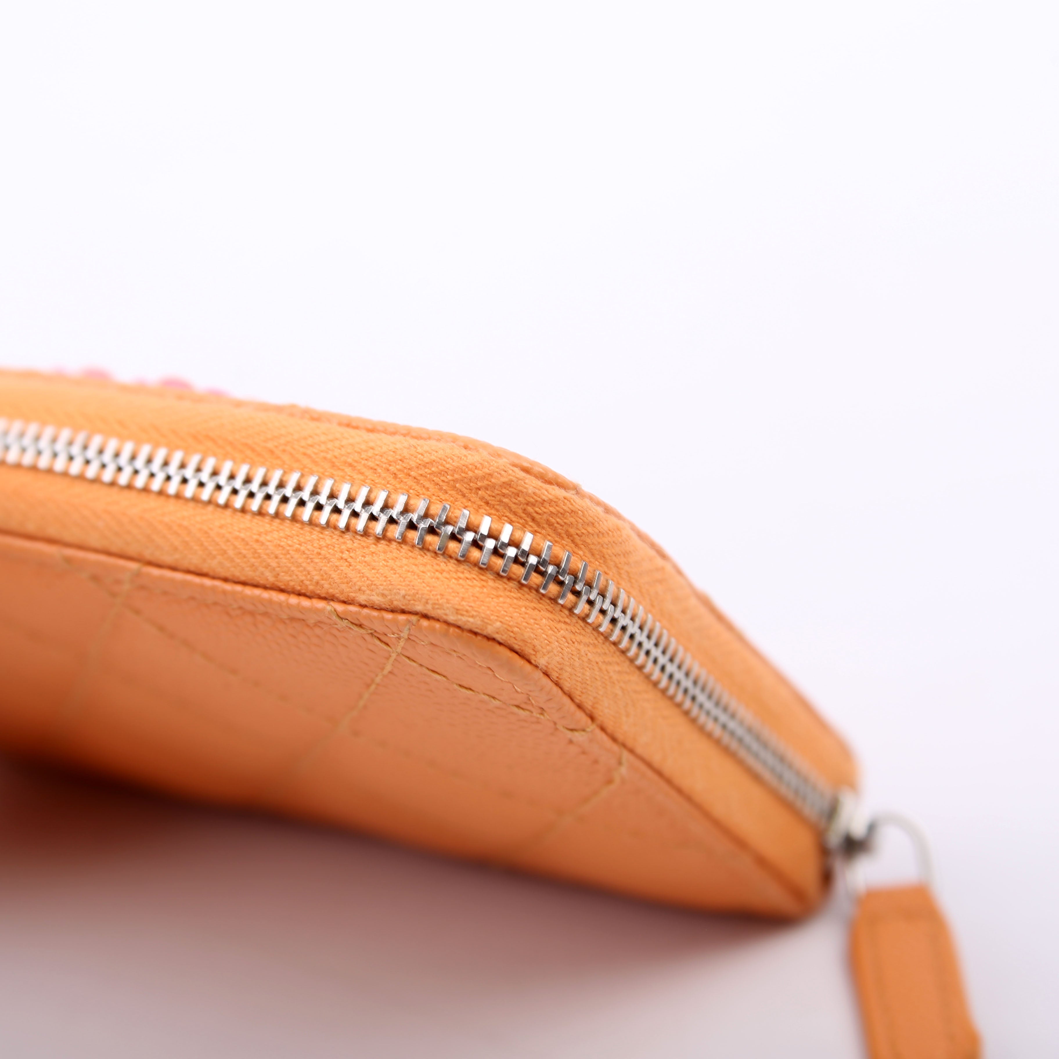 CC Flashy Zip Around Coin Purse Wallet 31M Orange/Pink