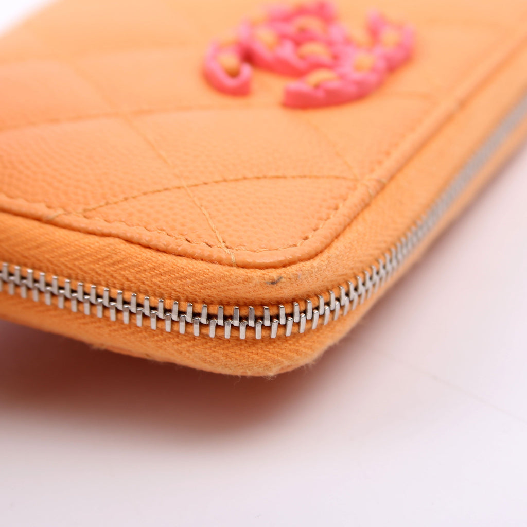 CC Flashy Zip Around Coin Purse Wallet 31M Orange/Pink