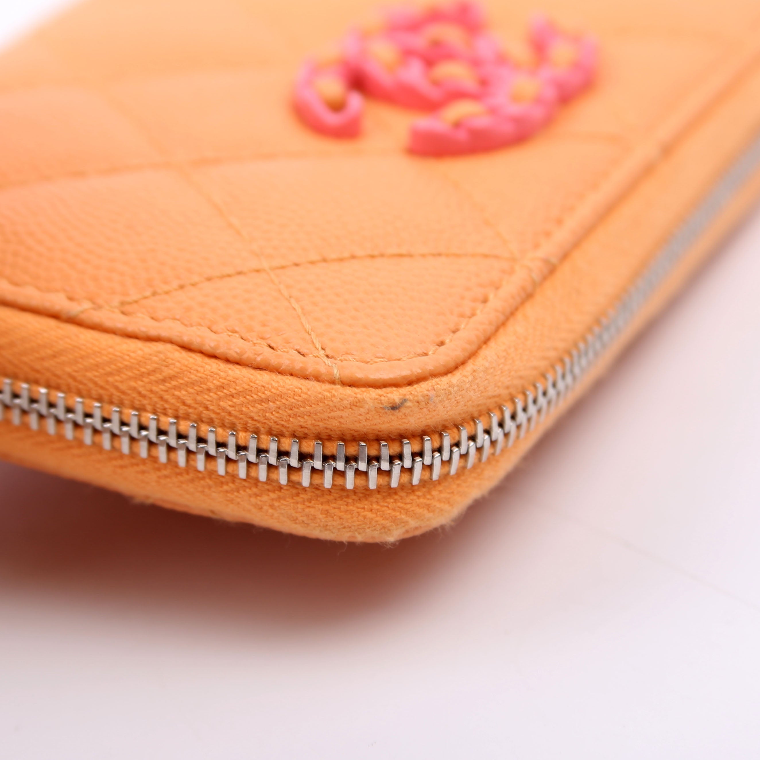 CC Flashy Zip Around Coin Purse Wallet 31M Orange/Pink