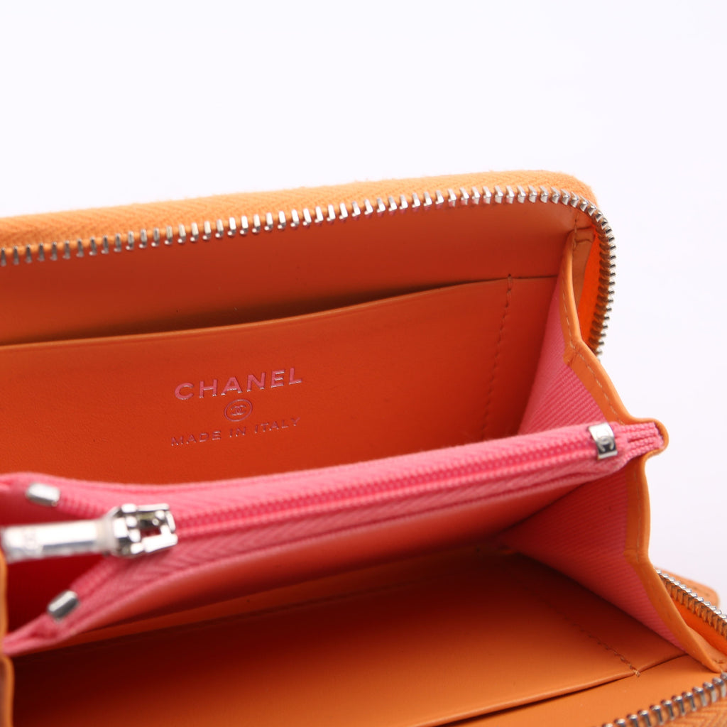 CC Flashy Zip Around Coin Purse Wallet 31M Orange/Pink