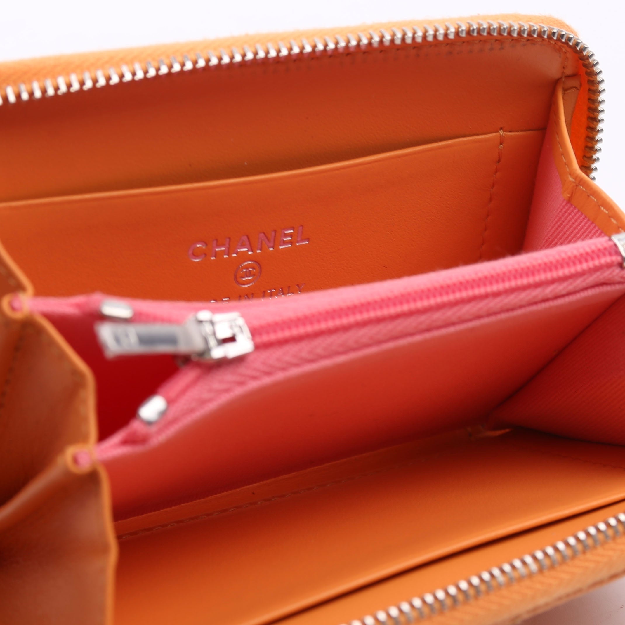 CC Flashy Zip Around Coin Purse Wallet 31M Orange/Pink