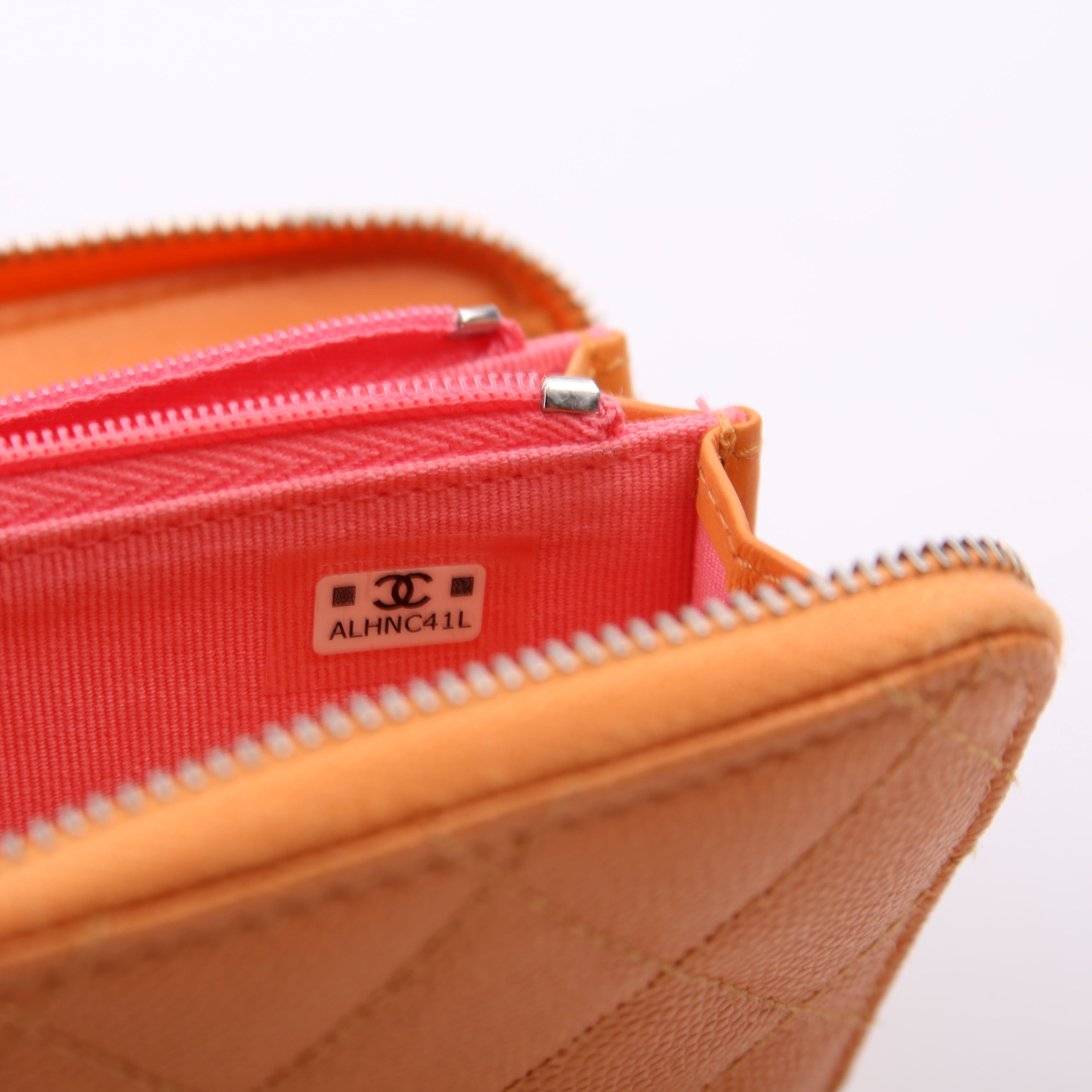 CC Flashy Zip Around Coin Purse Wallet 31M Orange/Pink
