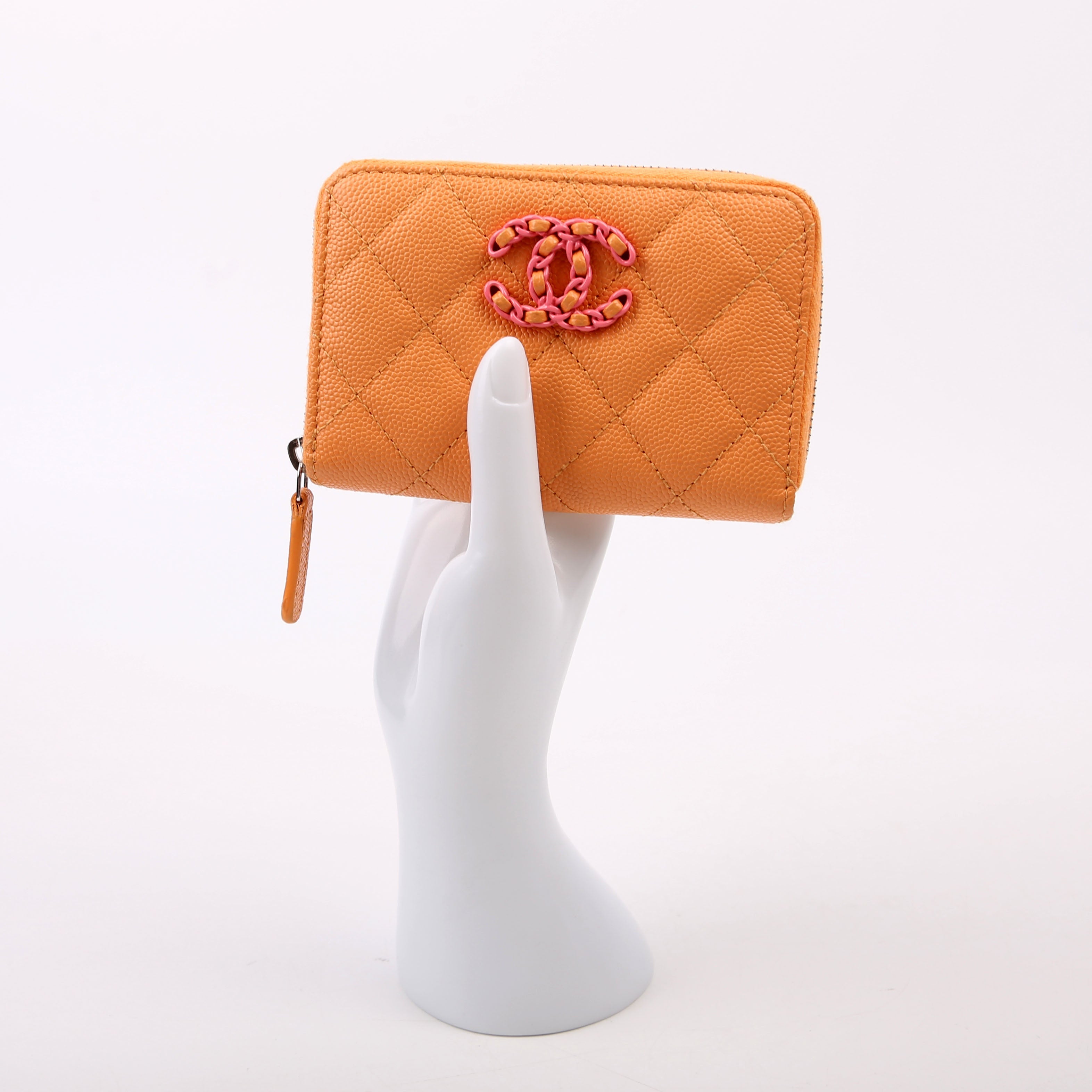CC Flashy Zip Around Coin Purse Wallet 31M Orange/Pink