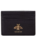 523685 Animalier Leather Card Holder Black