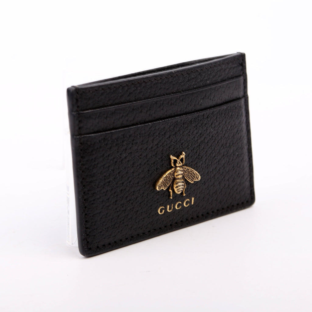 523685 Animalier Leather Card Holder Black