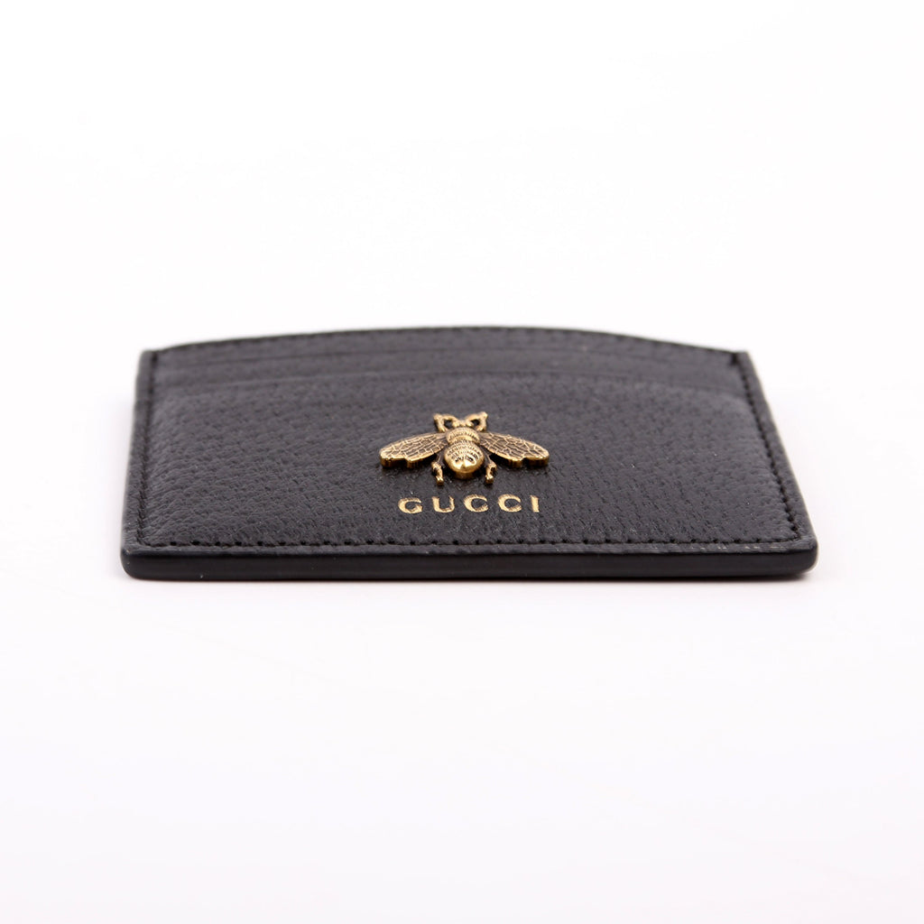 523685 Animalier Leather Card Holder Black