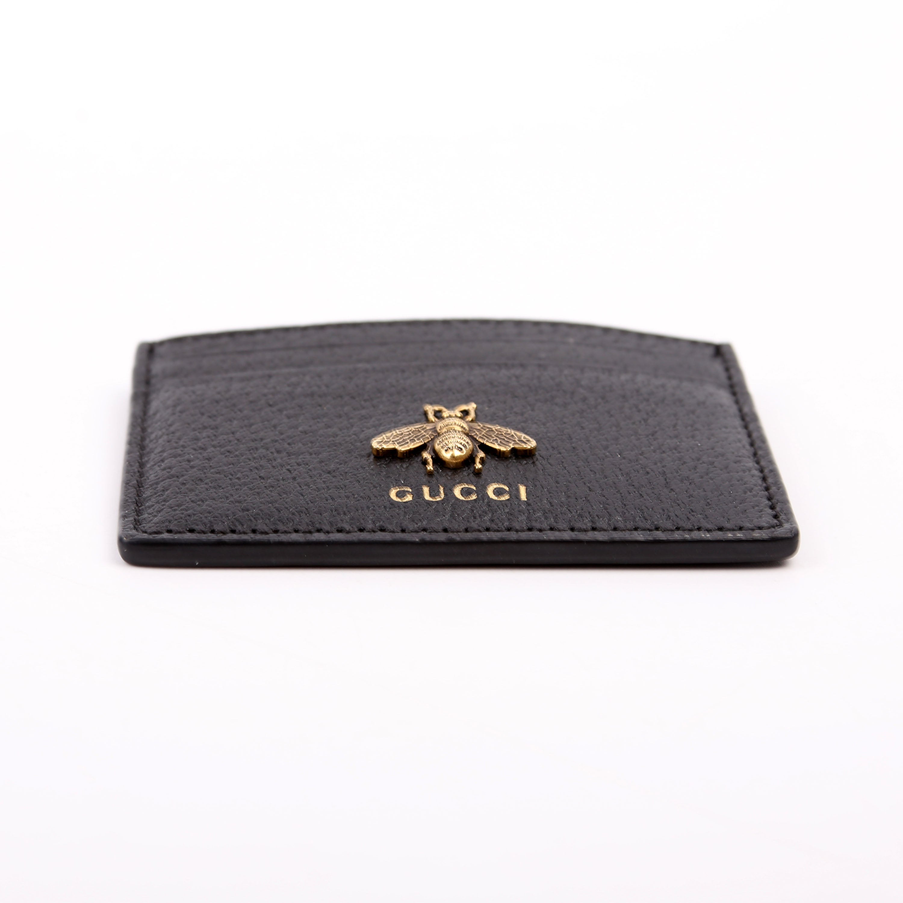 523685 Animalier Leather Card Holder Black