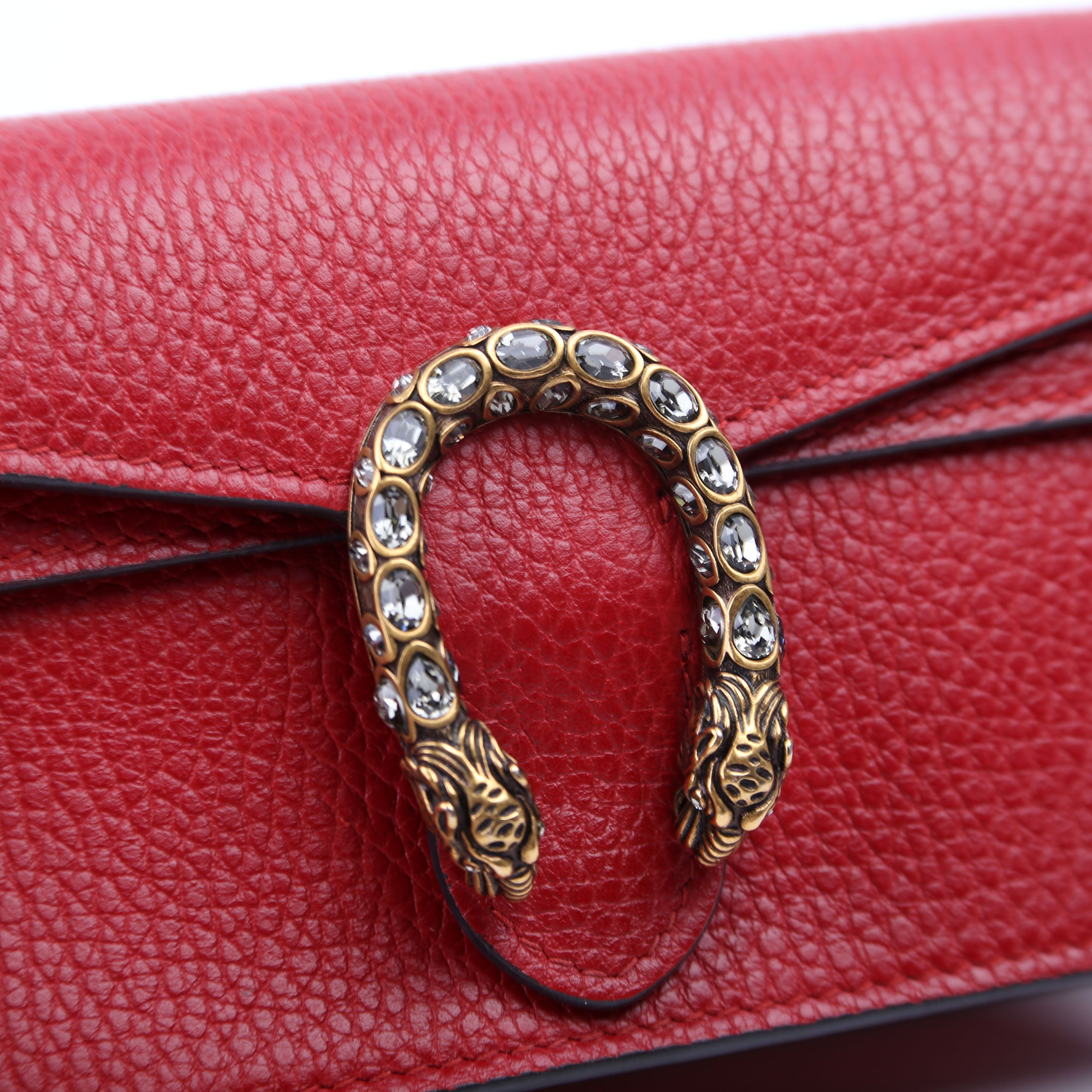 476432 Dionysus Leather Super Mini Red