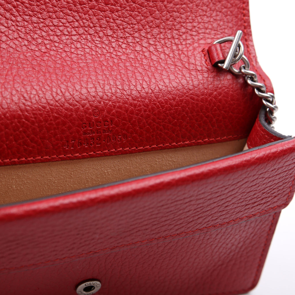 476432 Dionysus Leather Super Mini Red