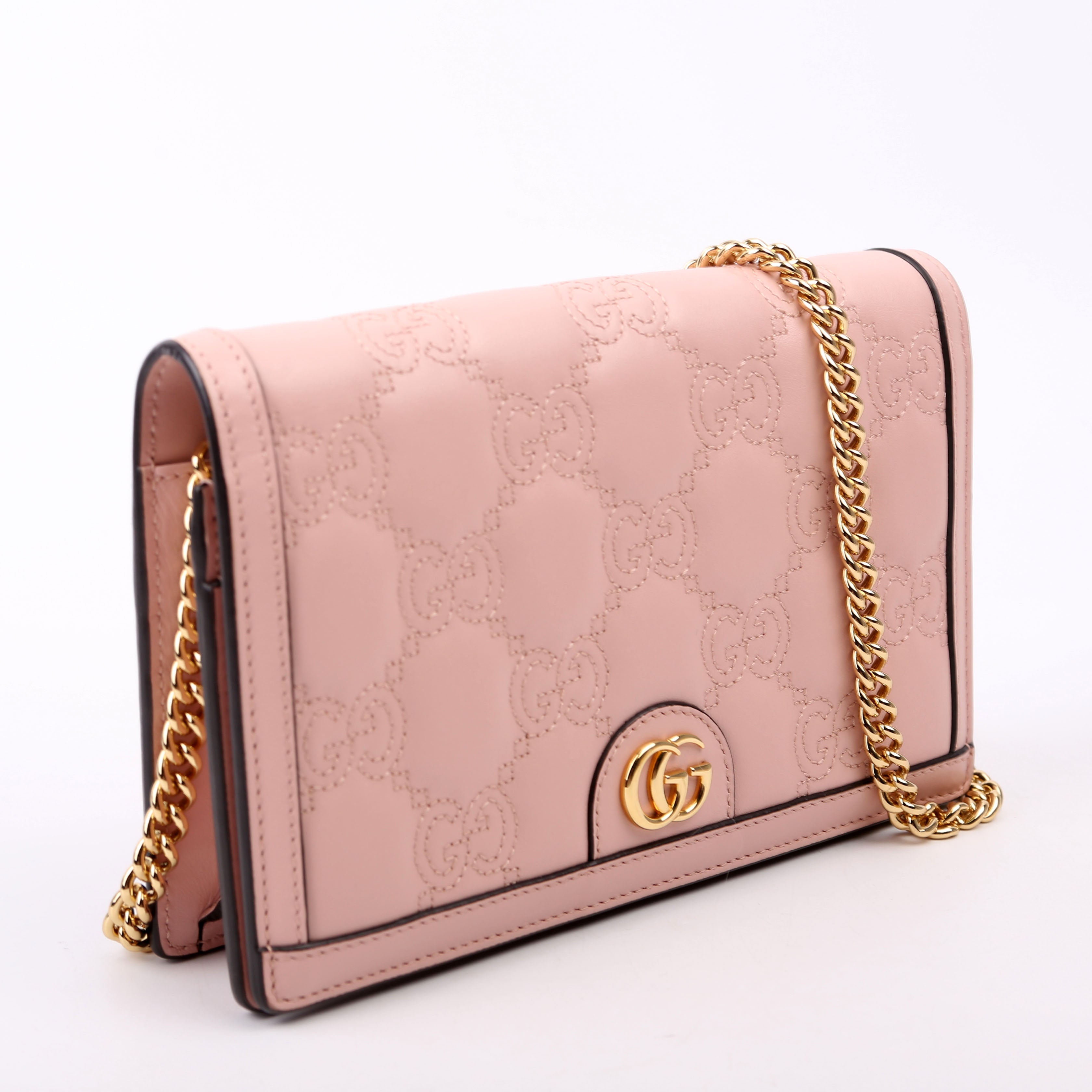 723787 GG Matelasse Chain Wallet Pink