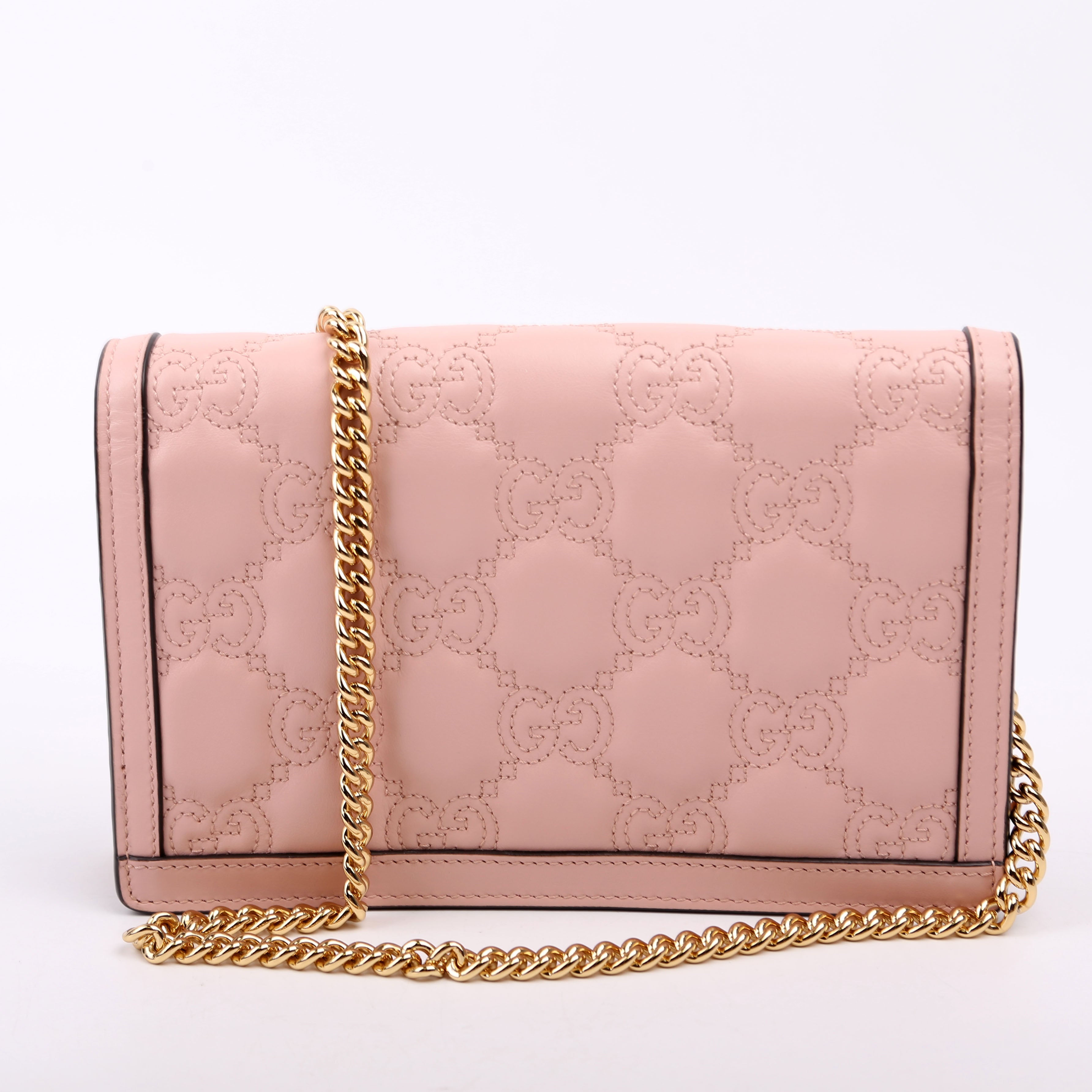 723787 GG Matelasse Chain Wallet Pink