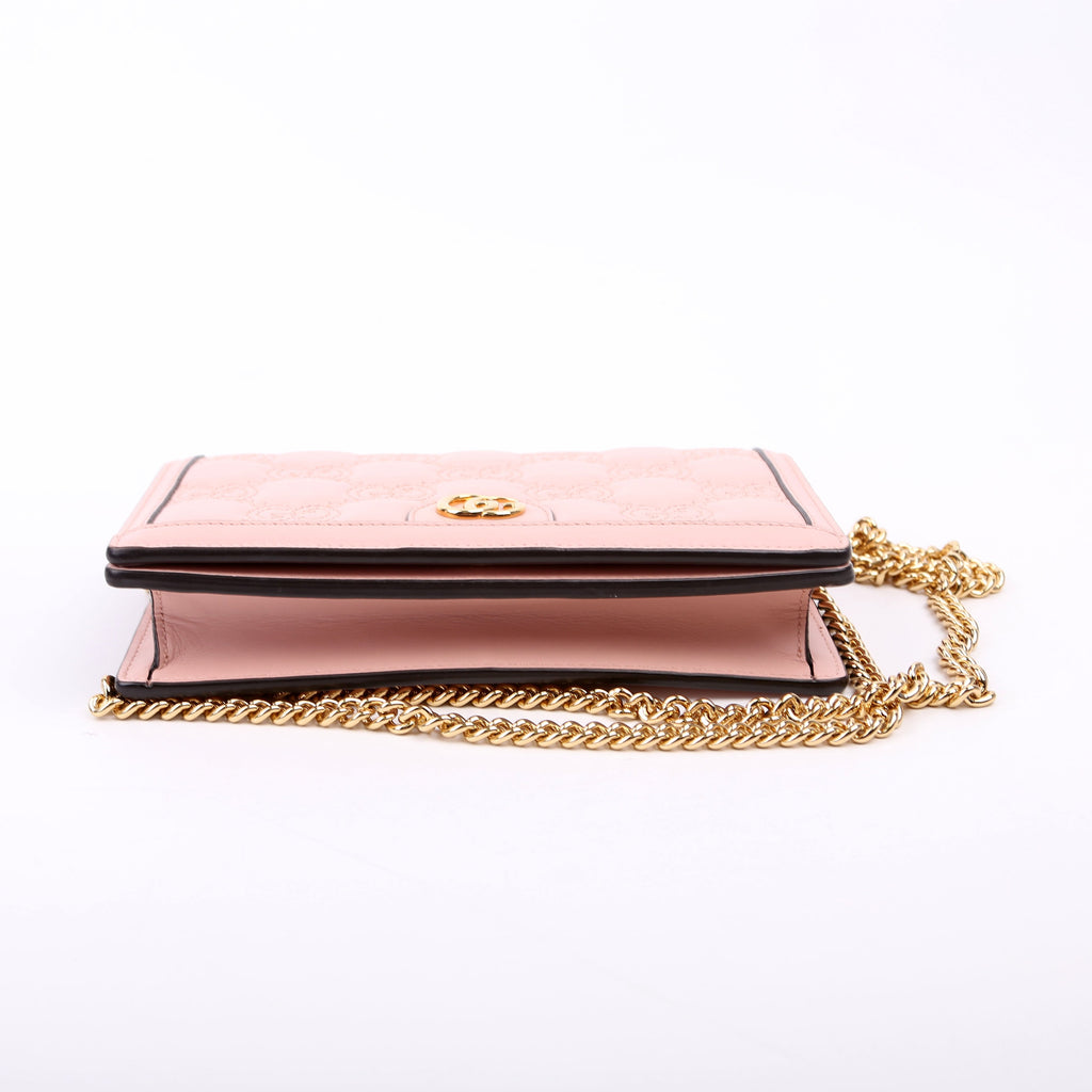 723787 GG Matelasse Chain Wallet Pink
