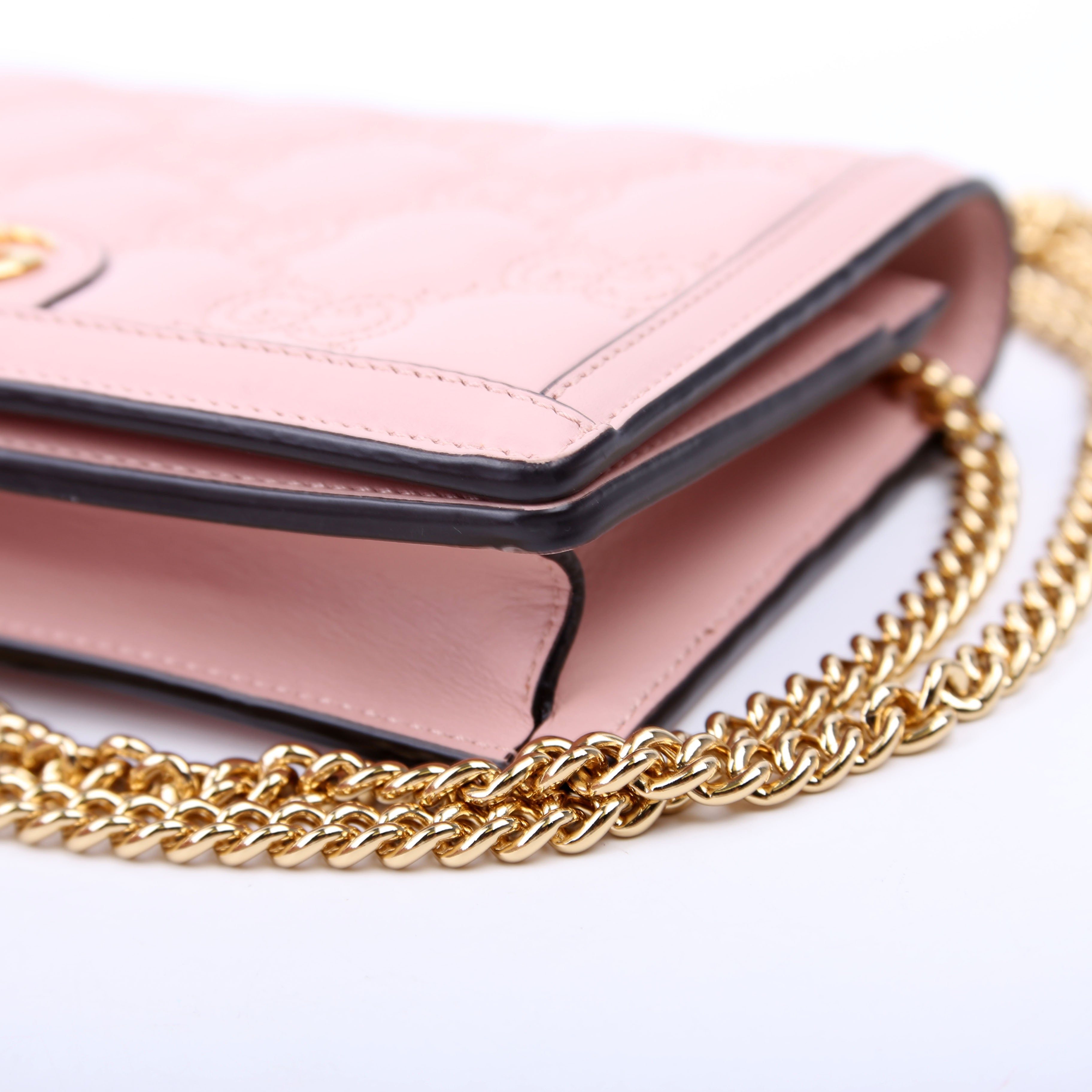 723787 GG Matelasse Chain Wallet Pink